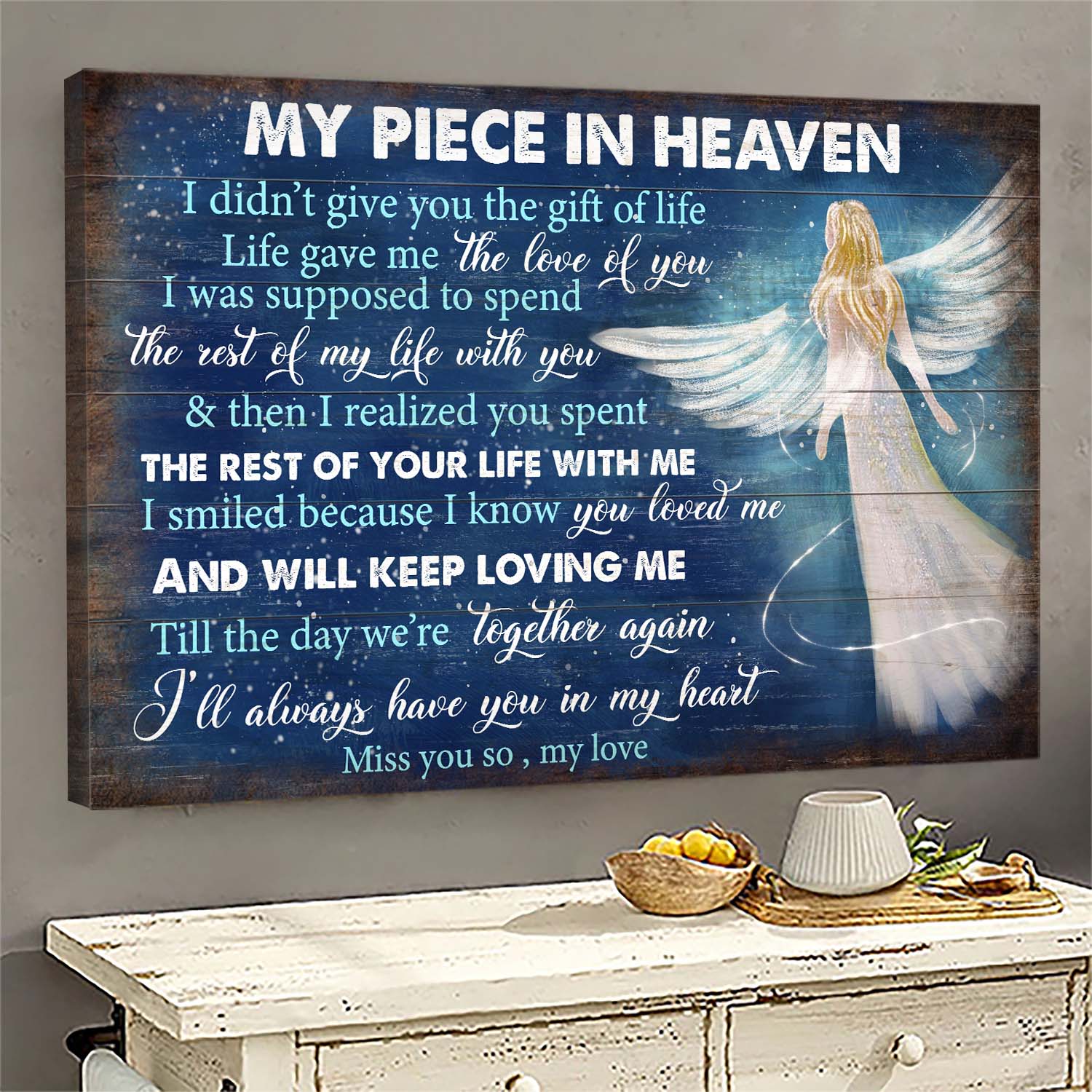 Memorial Beautiful Angel Till The Day We’re Together Again Memorial Gift For Family Members My Piece In Heaven Canvas Wall Art – Christian Wall Decor