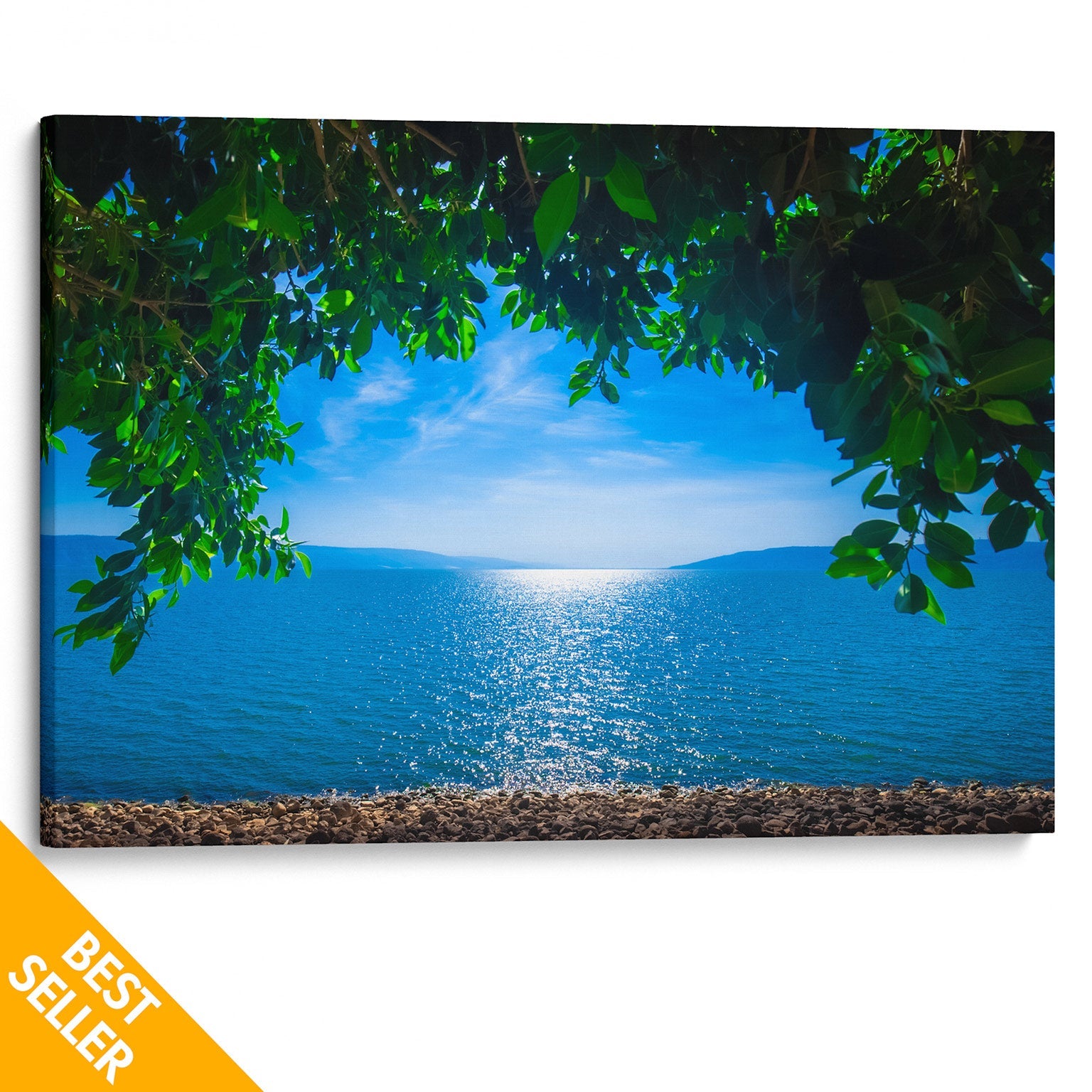 Morning By The Galilee Shore View Of The Sea Of Galilee From Jesus’ Village Of Capernaum Canvas Wall Art – Large Wrapped Canvas Art