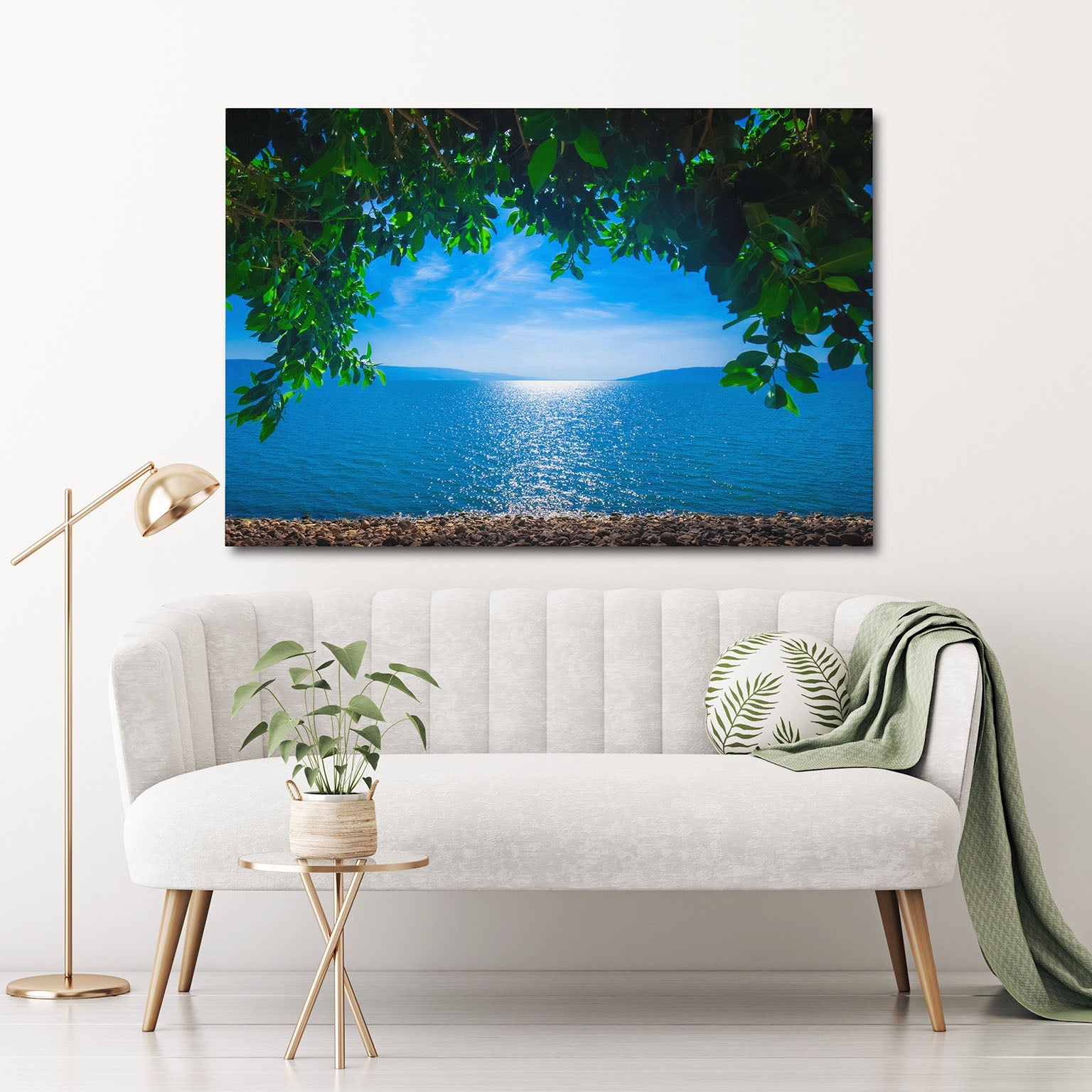 Morning By The Galilee Shore View Of The Sea Of Galilee From Jesus’ Village Of Capernaum Canvas Wall Art – Large Wrapped Canvas Art