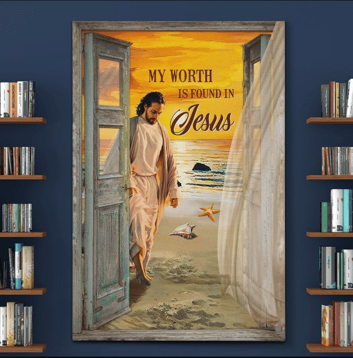 My Worth Is Found In Jesus Canvas Wall Art – Christian Wall Posters – Religious Wall Decor