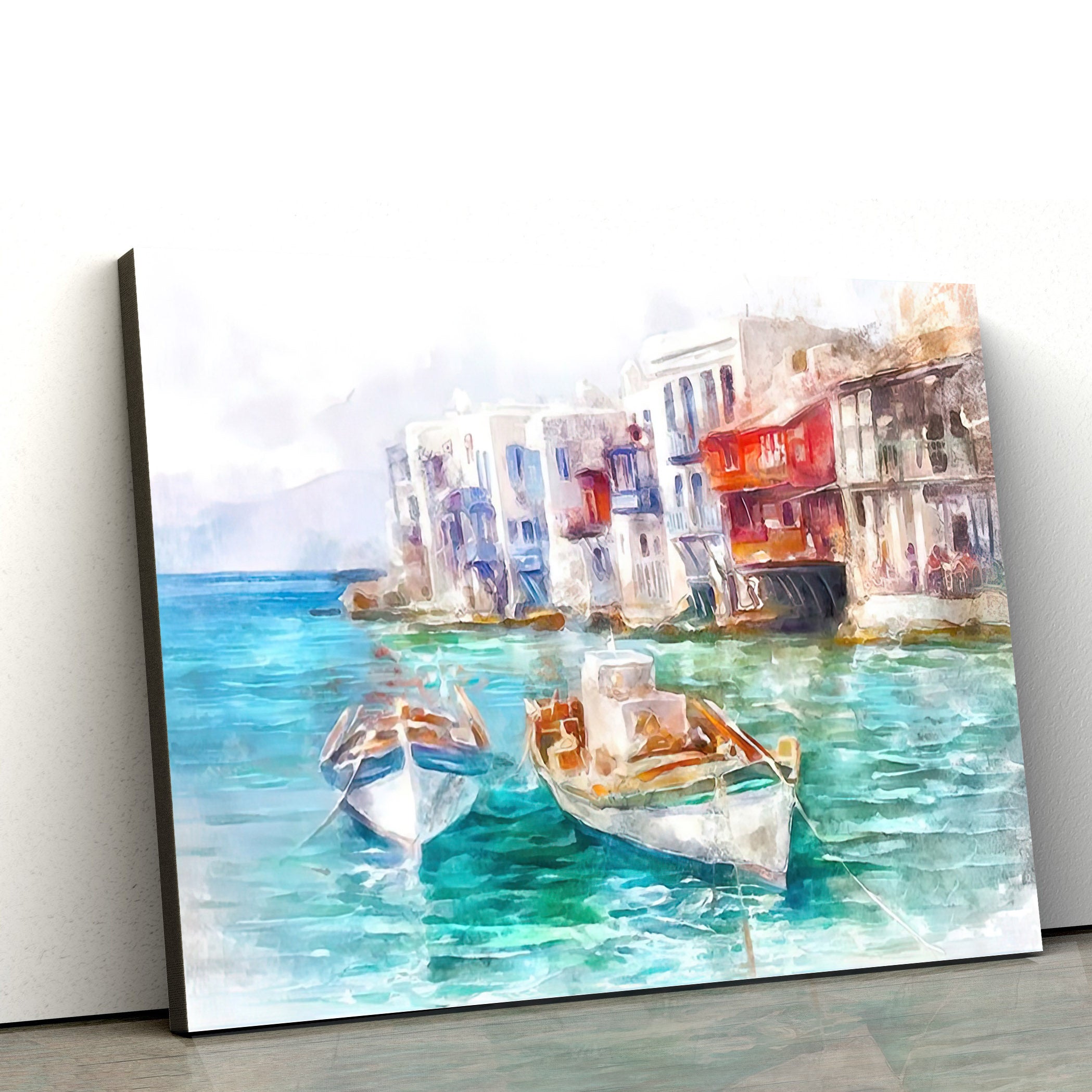 Mykonos Island Painting Greece Mykonos Canvas Wall Art – Canvas Wall Decor – Home Decor Living Room