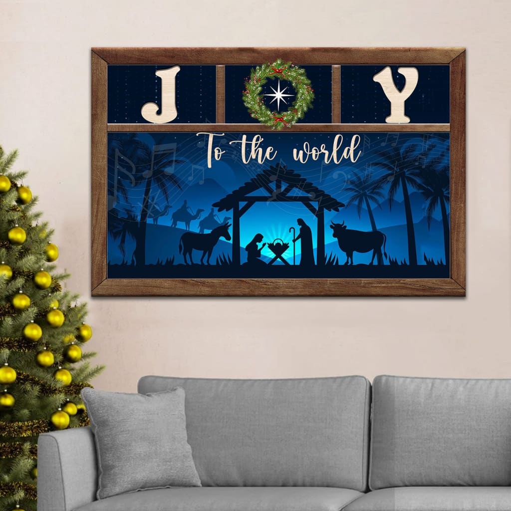 Nativity Scene, Joy To The World Christmas Wall Art Canvas – Religious Wall Decor