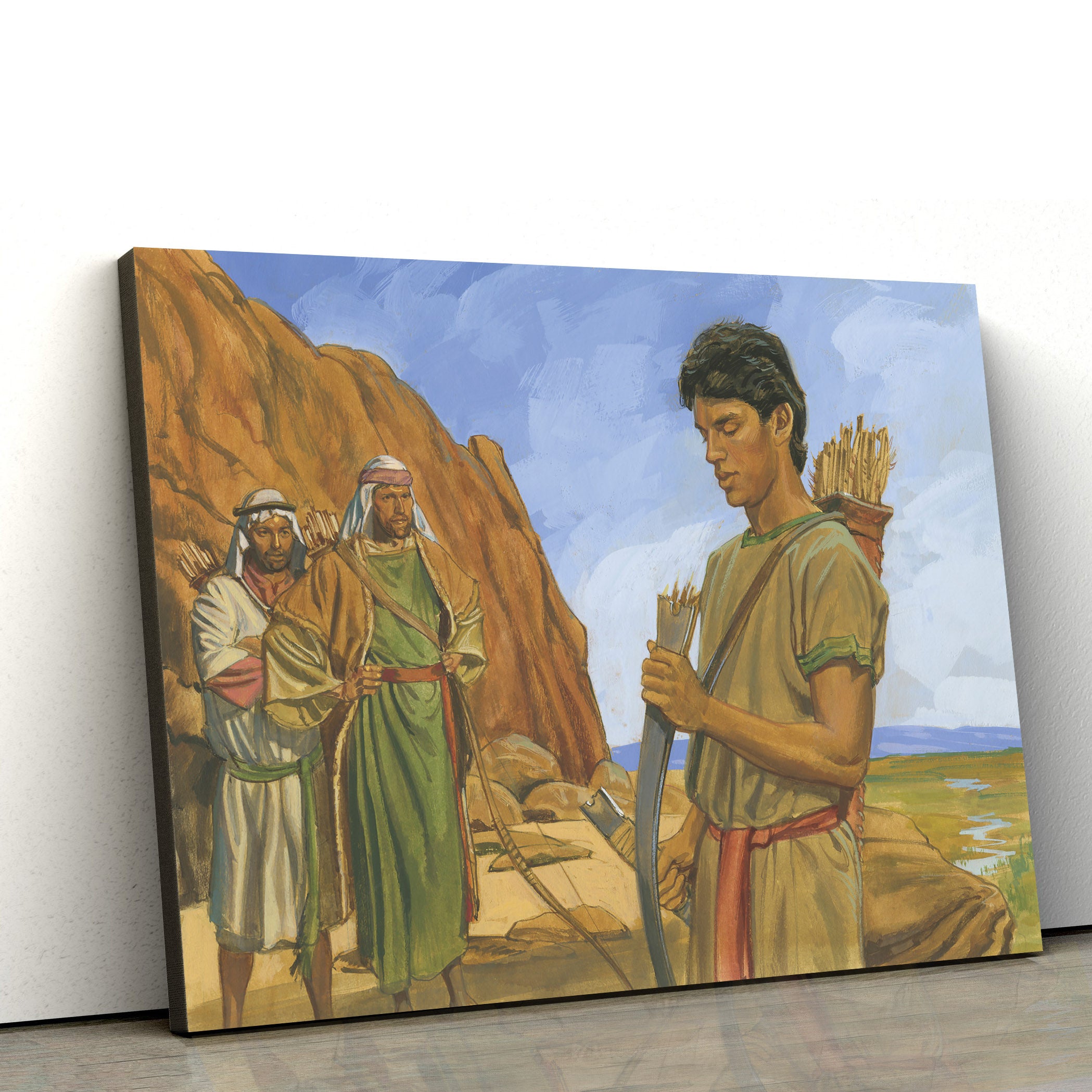 Nephi And His Broken Bow Canvas Pictures – Christian Paintings For Home – Religious Canvas Wall Decor