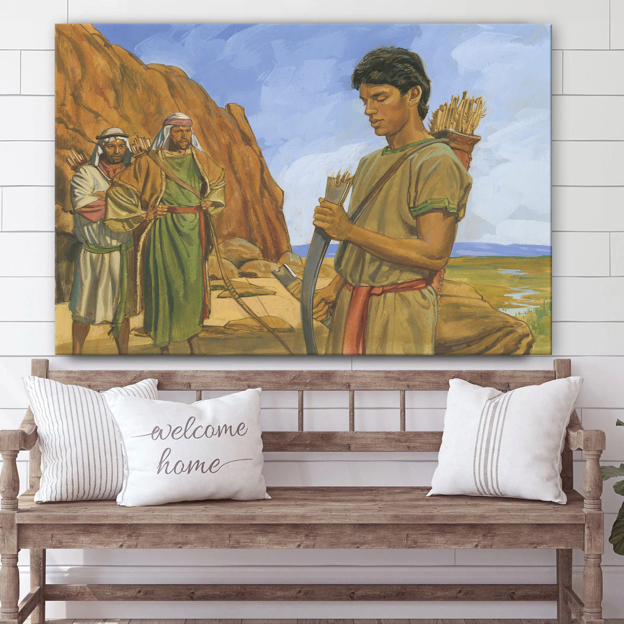 Nephi And His Broken Bow Canvas Pictures – Christian Paintings For Home – Religious Canvas Wall Decor