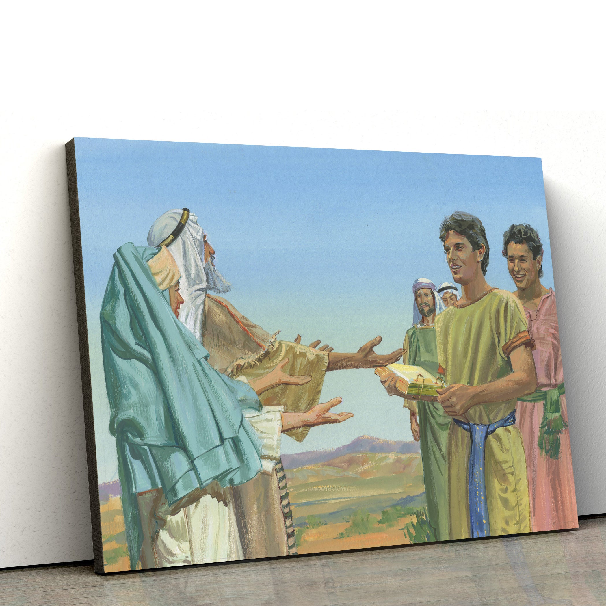 Nephi Returning To Lehi With The Brass Plates Canvas Pictures – Christian Paintings For Home – Religious Canvas Wall Decor