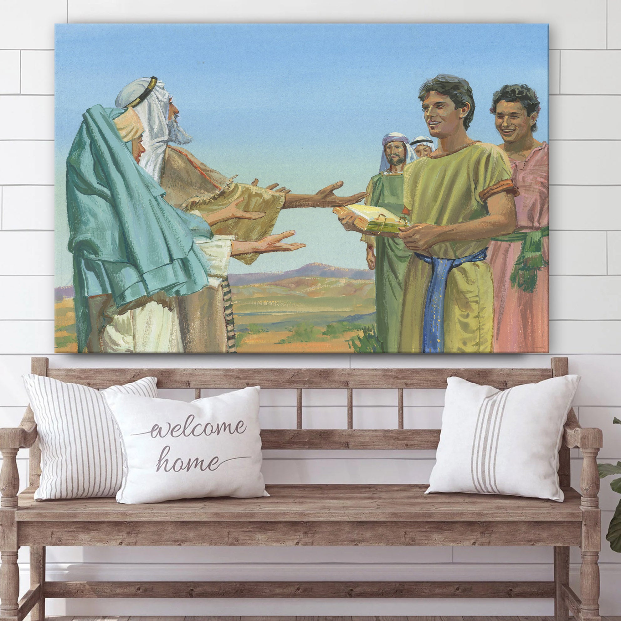 Nephi Returning To Lehi With The Brass Plates Canvas Pictures – Christian Paintings For Home – Religious Canvas Wall Decor