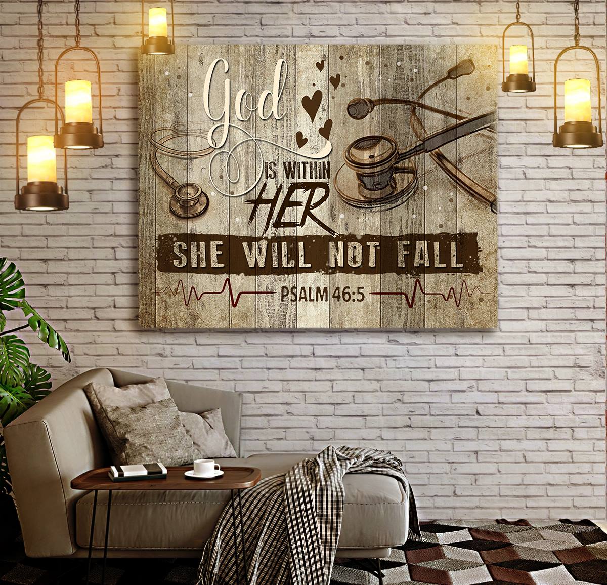 Nurse God Is Within Her Canvas Wall Art – Christian Poster – Religious Wall Decor