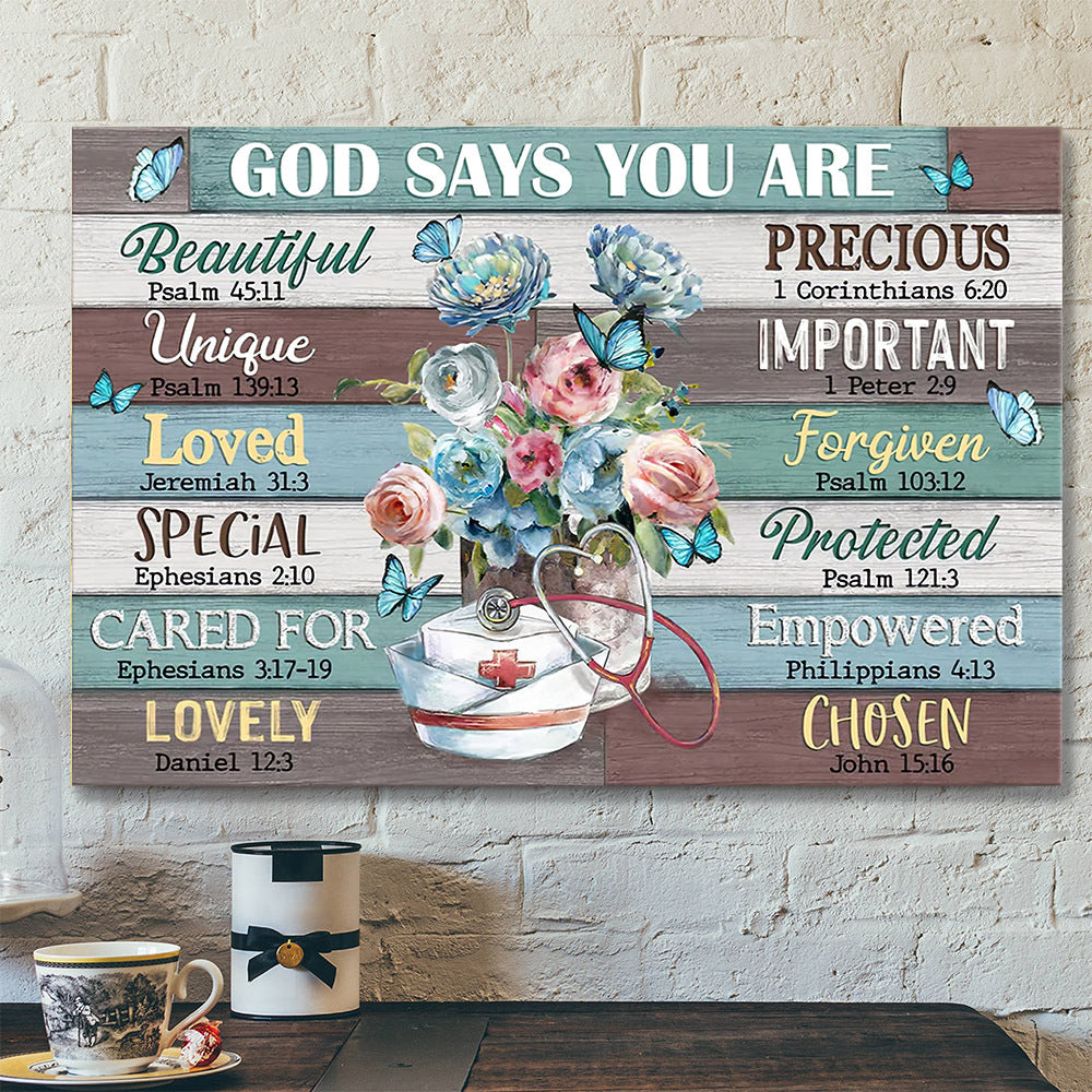 Nurse’s Cap God Says You Are – Christian Canvas Prints – Faith Canvas – Bible Verse Canvas