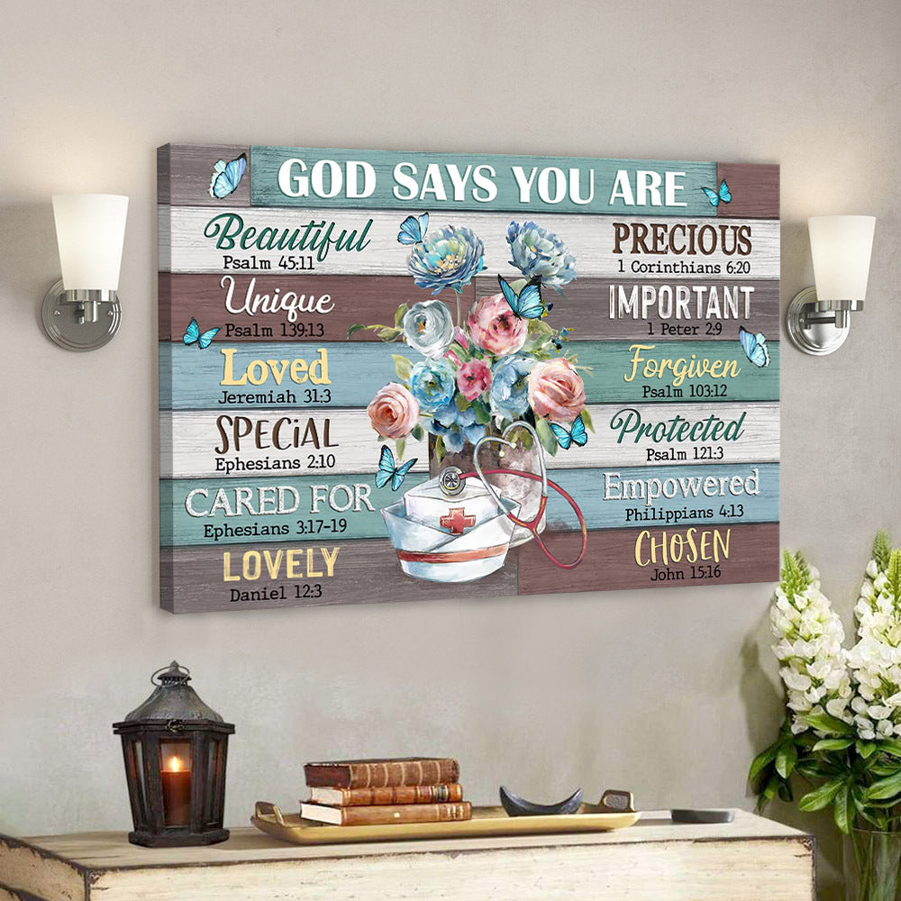 Nurse’s Cap God Says You Are – Christian Canvas Prints – Faith Canvas – Bible Verse Canvas