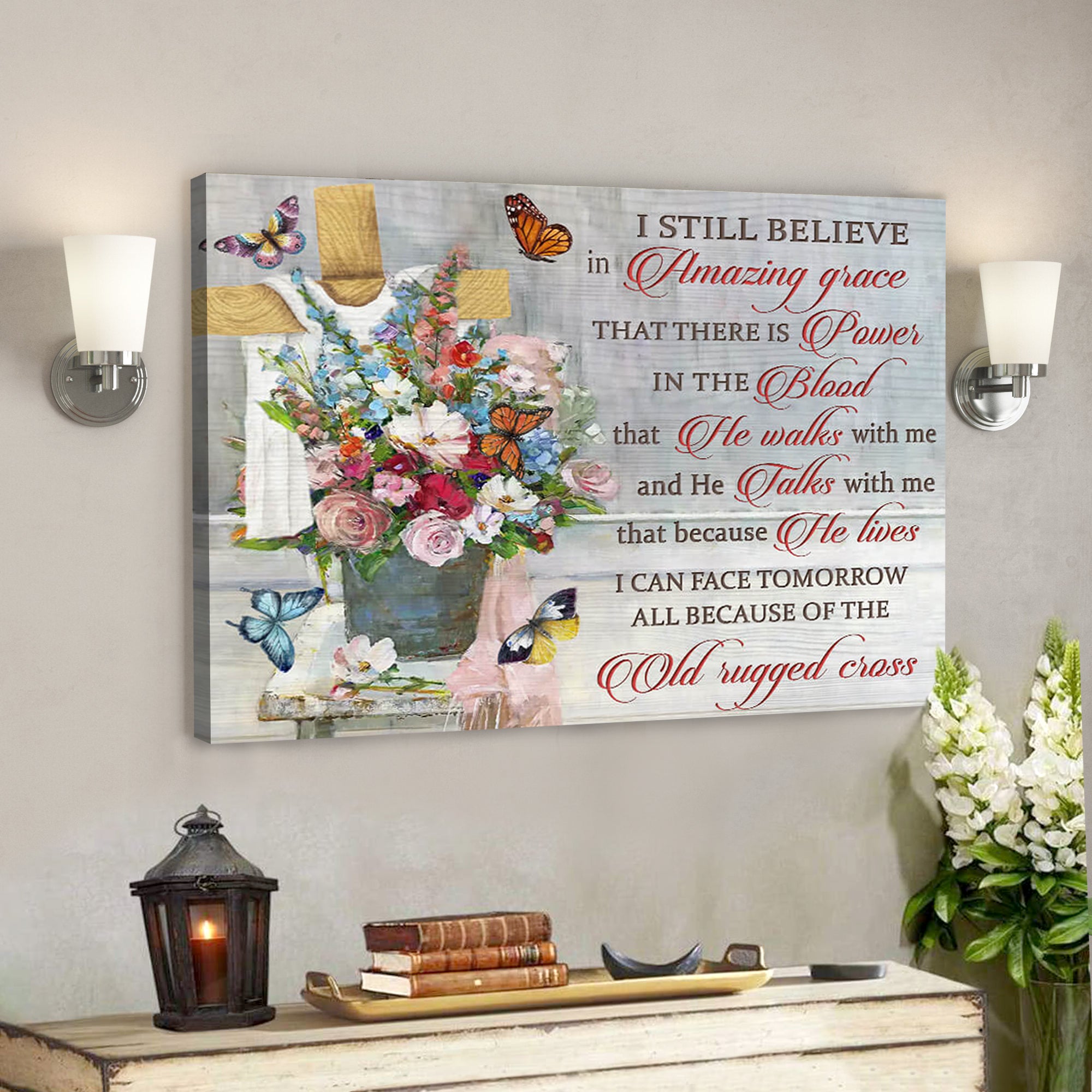 Old Rugged Cross Butterfly Canvas – Bible Verse Canvas – Scripture Canvas Wall Art