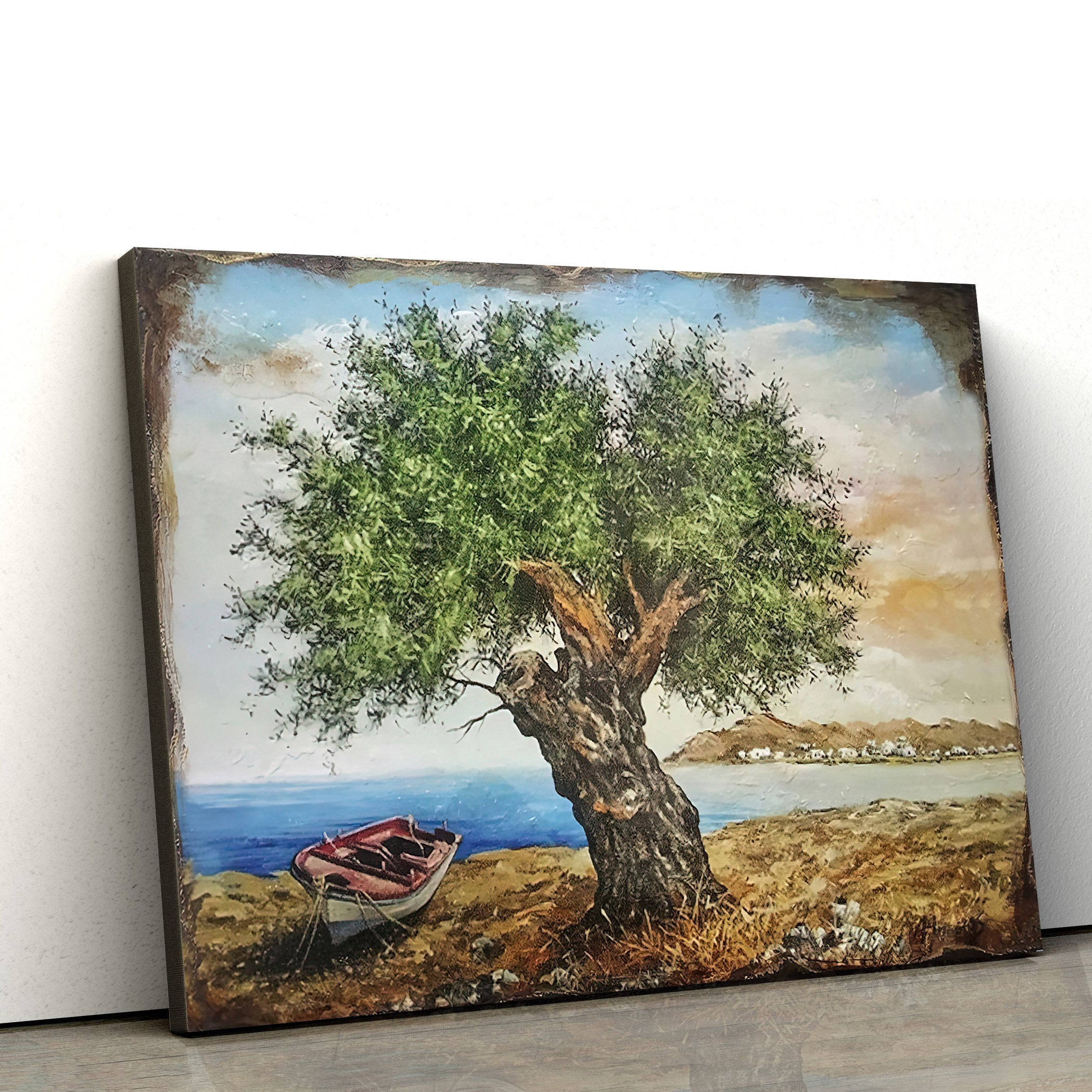 Olive Tree On Wood Painting Canvas Wall Art – Canvas Wall Decor – Home Decor Living Room