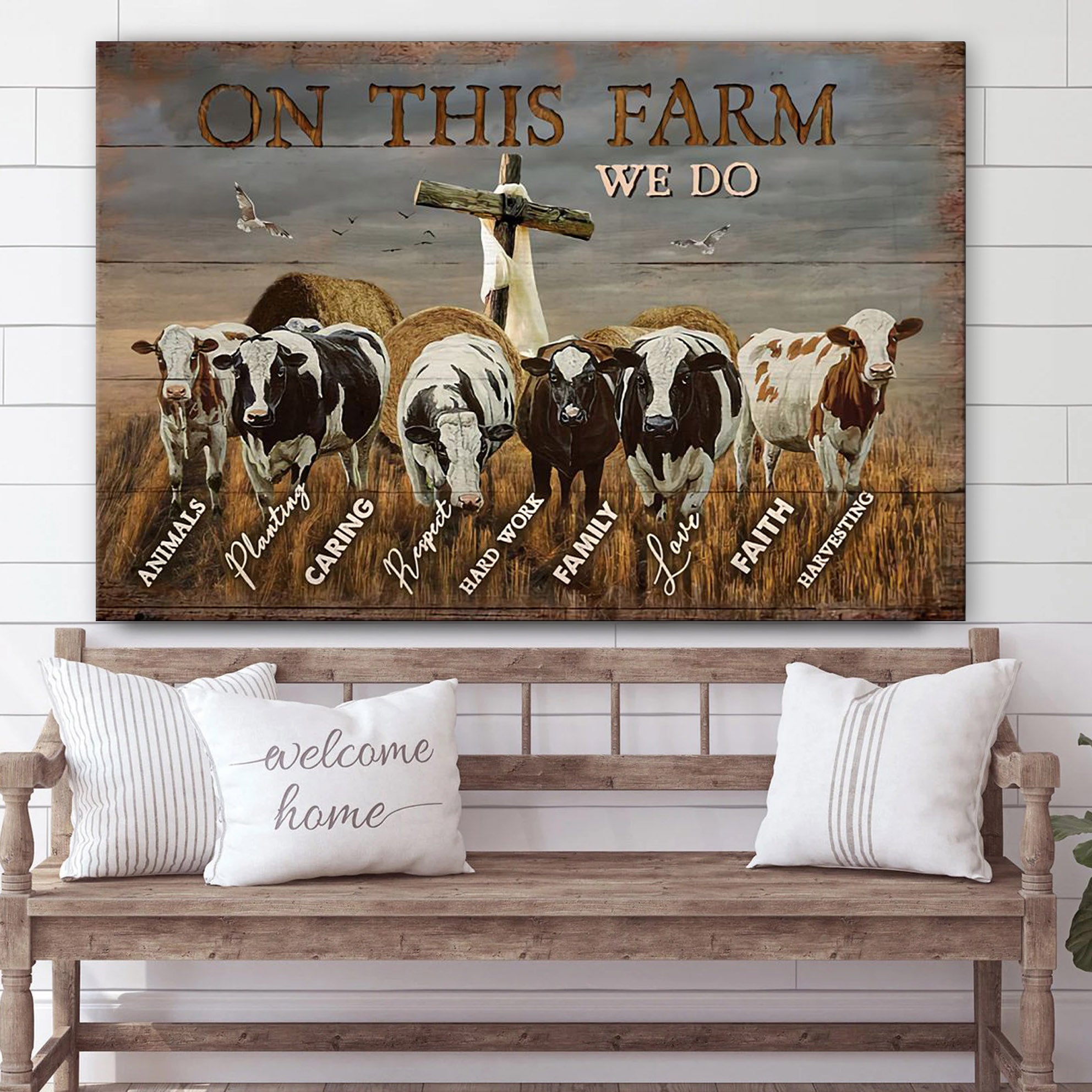 On This Farm We Do Canvas Wall Art – Christian Canvas Wall Decor – Bible Verse Wall Art Canvas – Farmer Gift