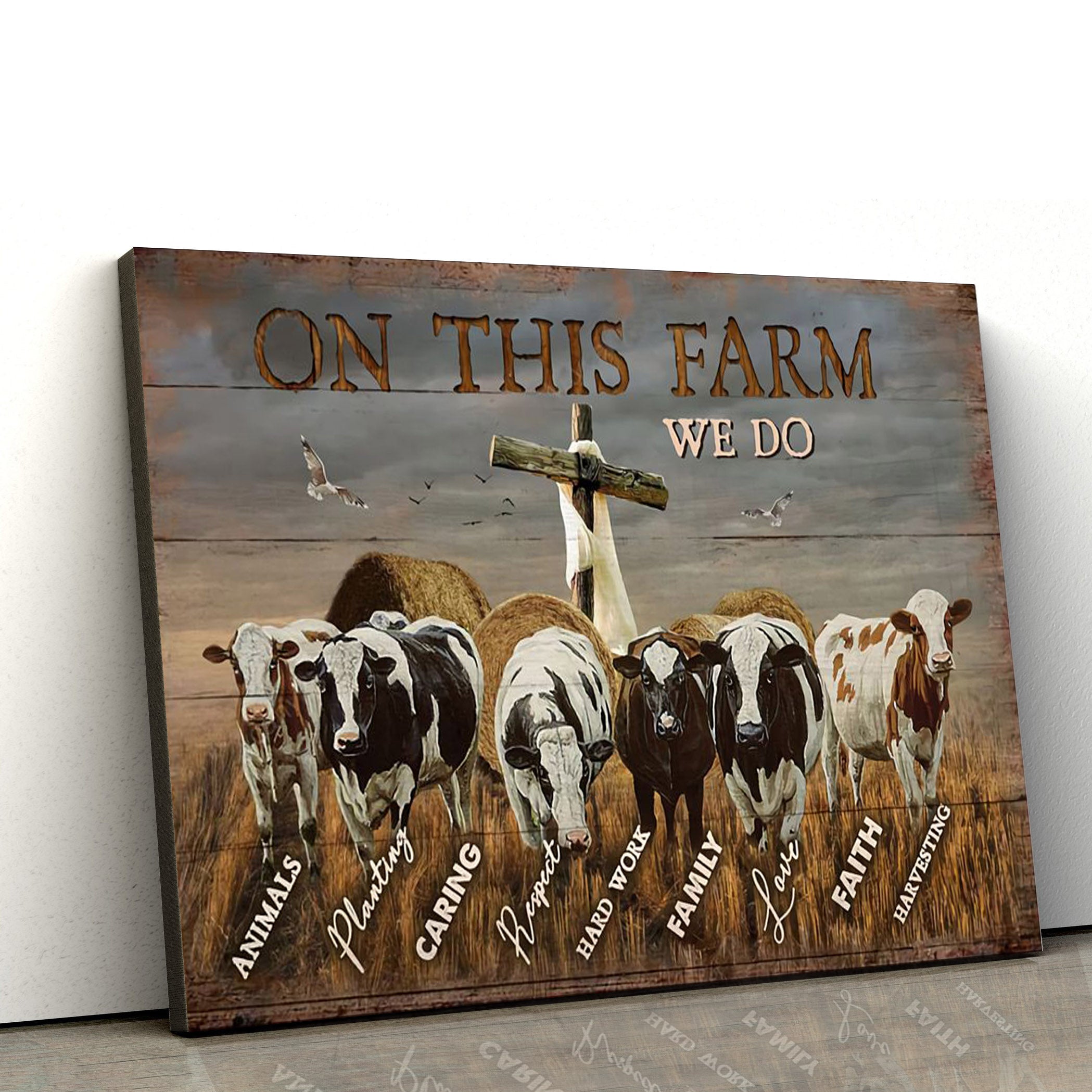 On This Farm We Do Canvas Wall Art – Christian Canvas Wall Decor – Bible Verse Wall Art Canvas – Farmer Gift