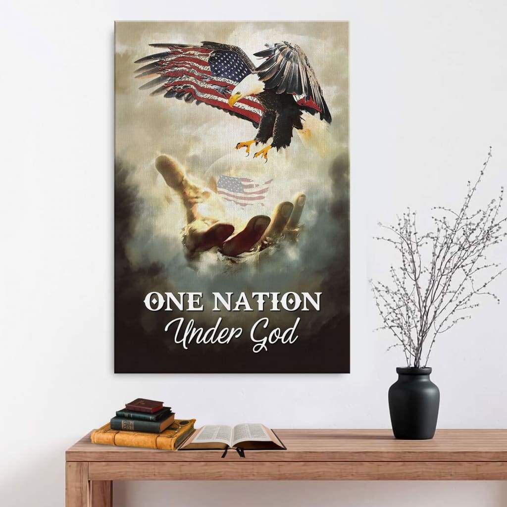 One Nation Under God Canvas Wall Art – Christian Wall Posters – Religious Wall Decor