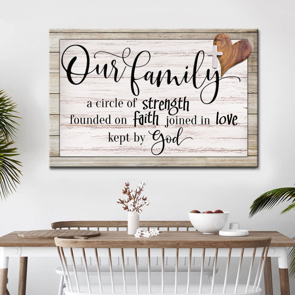 Our Family A Circle Of Strength Christian Family Wall Art Canvas – Religious Wall Decor