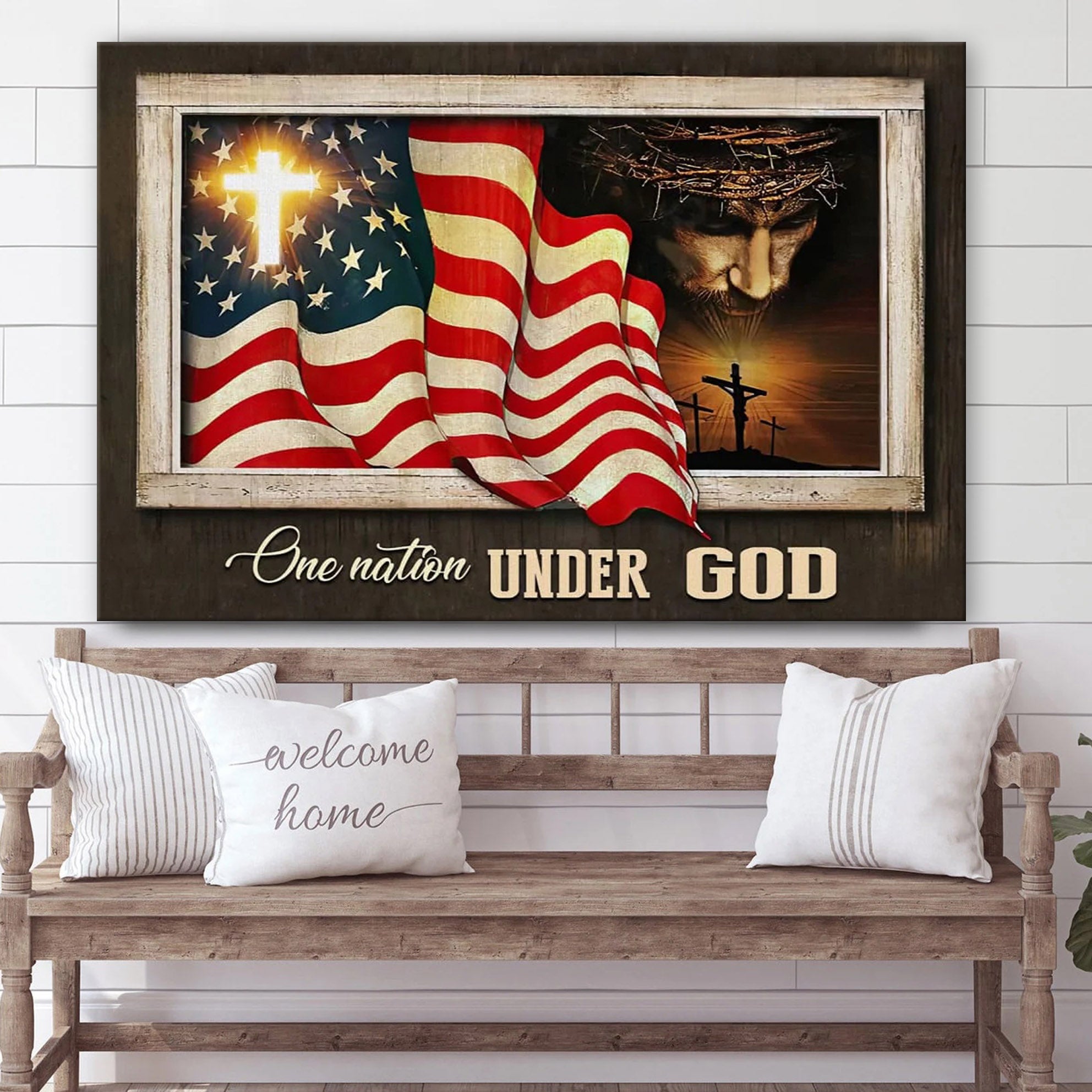 Patriotism Christian One Nation Under God Wall Art Canvas – Religious Canvas Painting