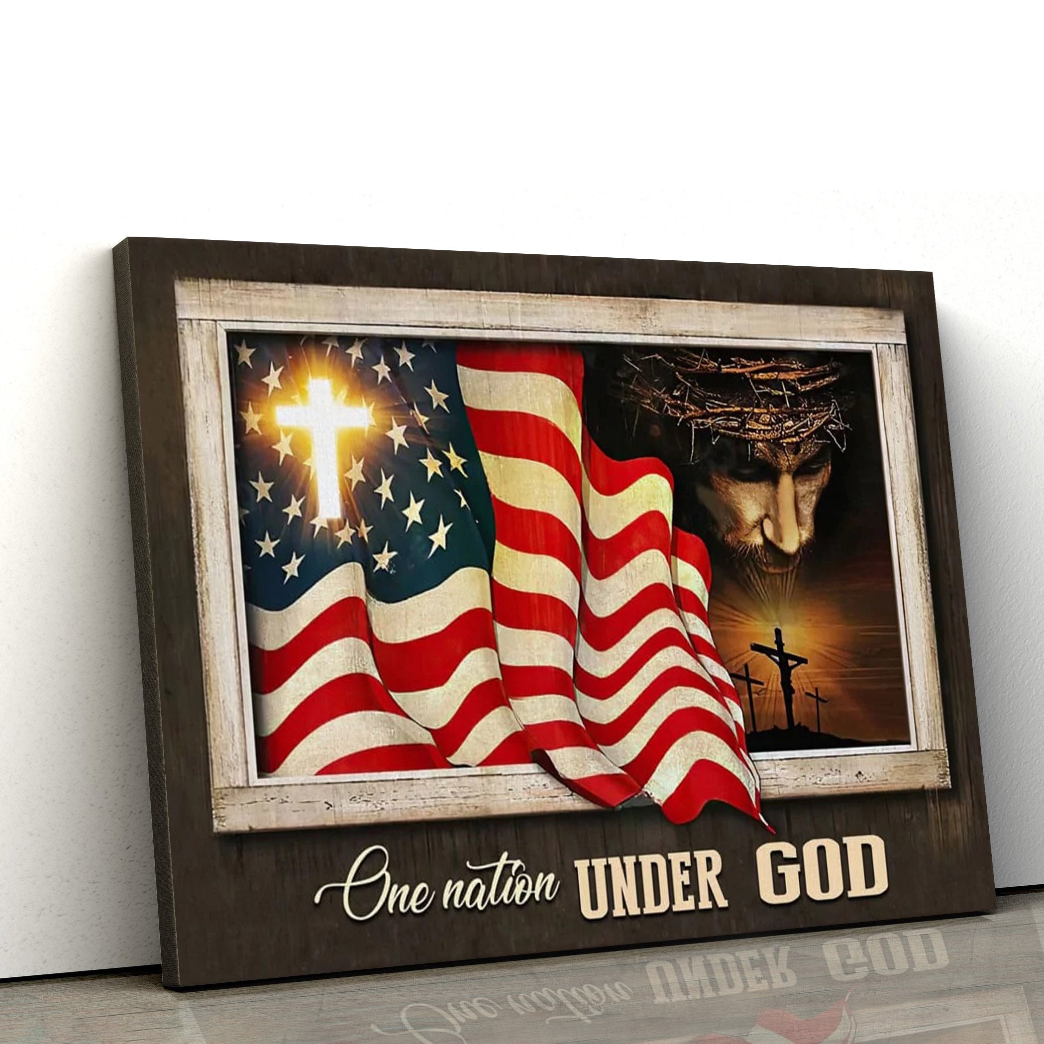 Patriotism Christian One Nation Under God Wall Art Canvas – Religious Canvas Painting