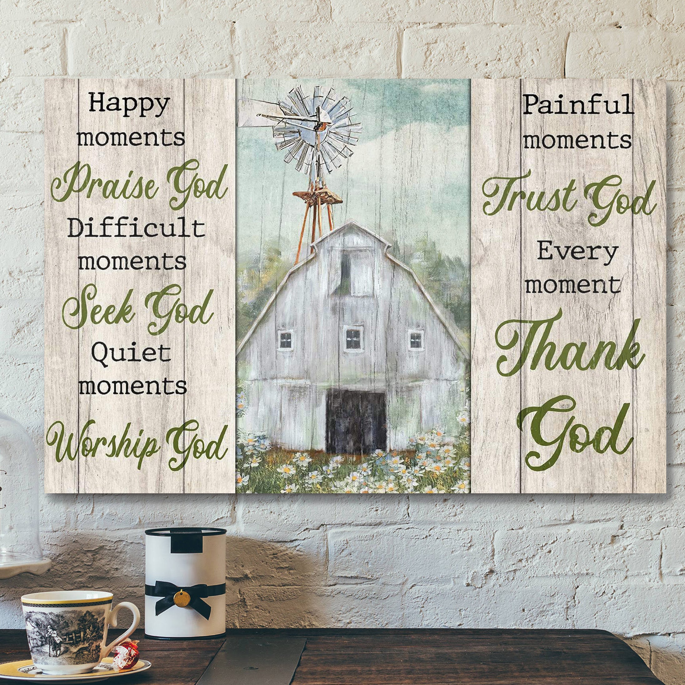 Peaceful Land – Every Moment Thank God – Bible Verse Canvas – Scripture Canvas Wall Art