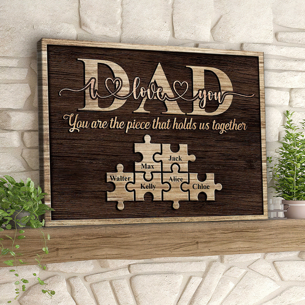 Personalized Canvas For Dad – Custom Puzzle Canvas – Dad Wall Art – Puzzle Sign Canvas – Birthday Gift For Father – Father’s Day Gifts