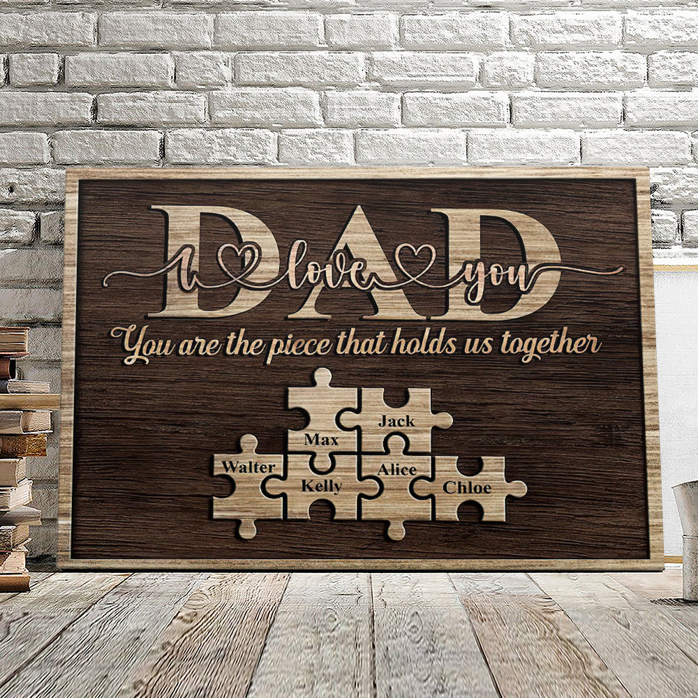 Personalized Canvas For Dad – Custom Puzzle Canvas – Dad Wall Art – Puzzle Sign Canvas – Birthday Gift For Father – Father’s Day Gifts