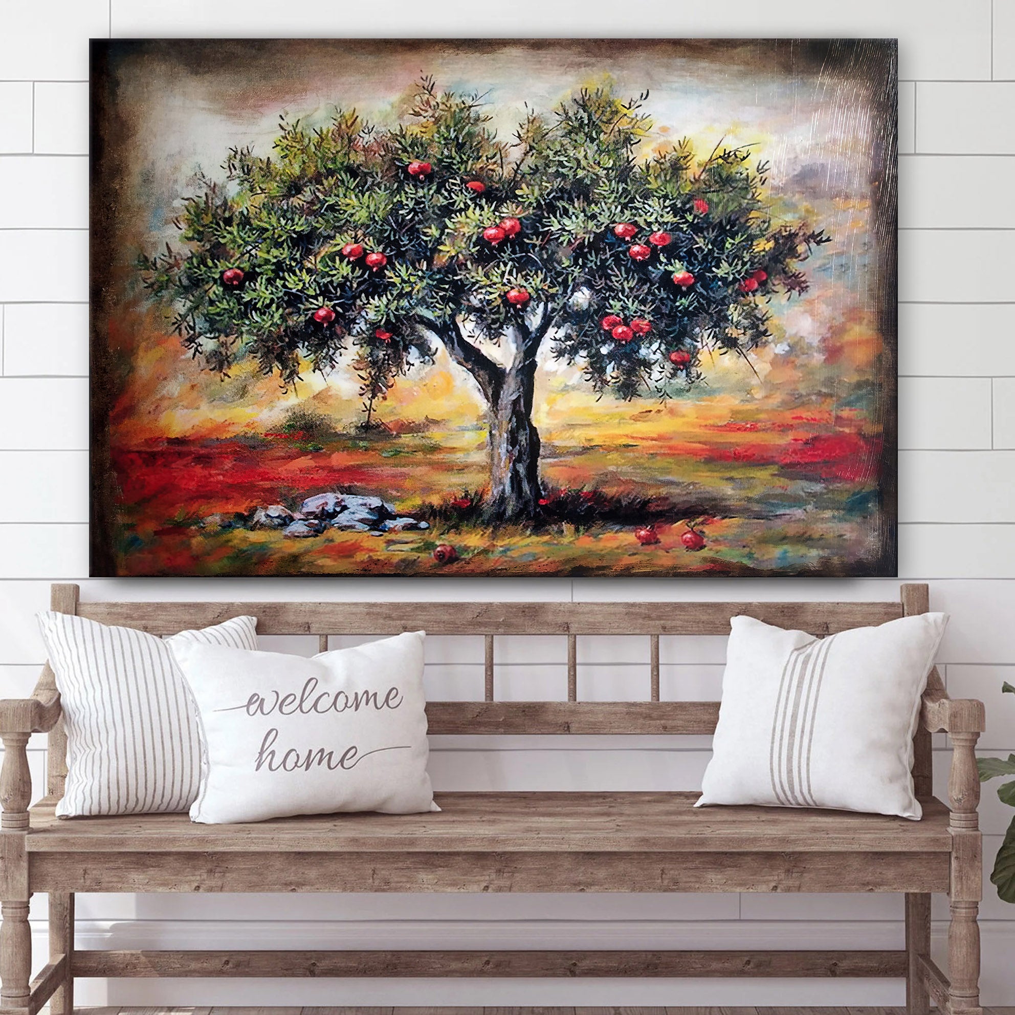 Pomegranate Tree Painting Canvas Wall Art – Canvas Wall Decor – Home Decor Living Room