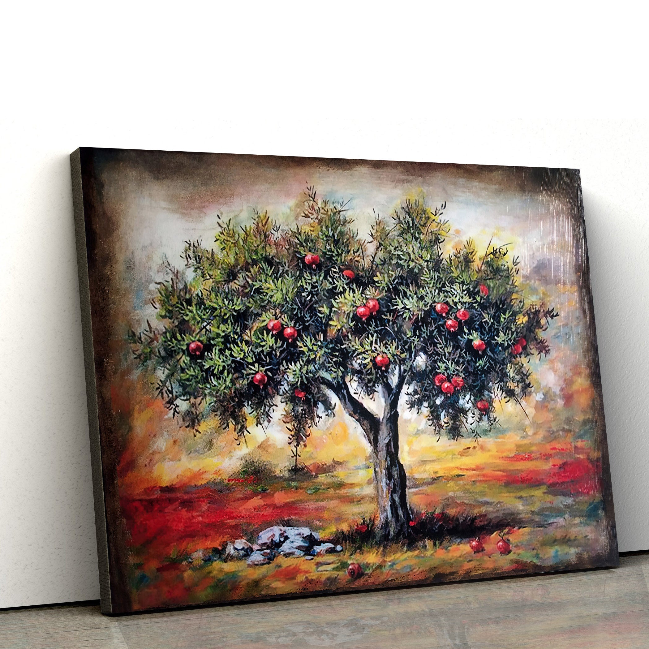 Pomegranate Tree Painting Canvas Wall Art – Canvas Wall Decor – Home Decor Living Room