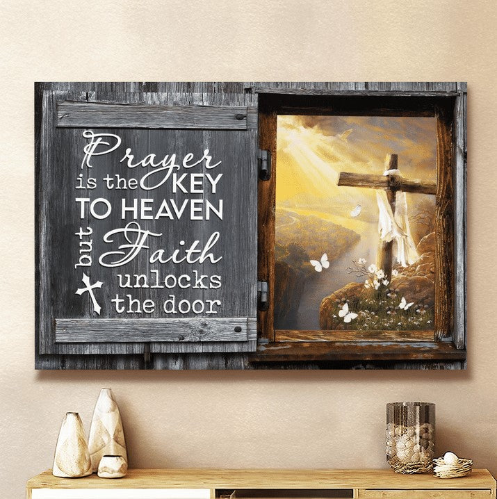 Prayer Is The Key To Heaven Jesus Canvas Wall Art – Jesus Canvas Pictures – Christian Wall Posters