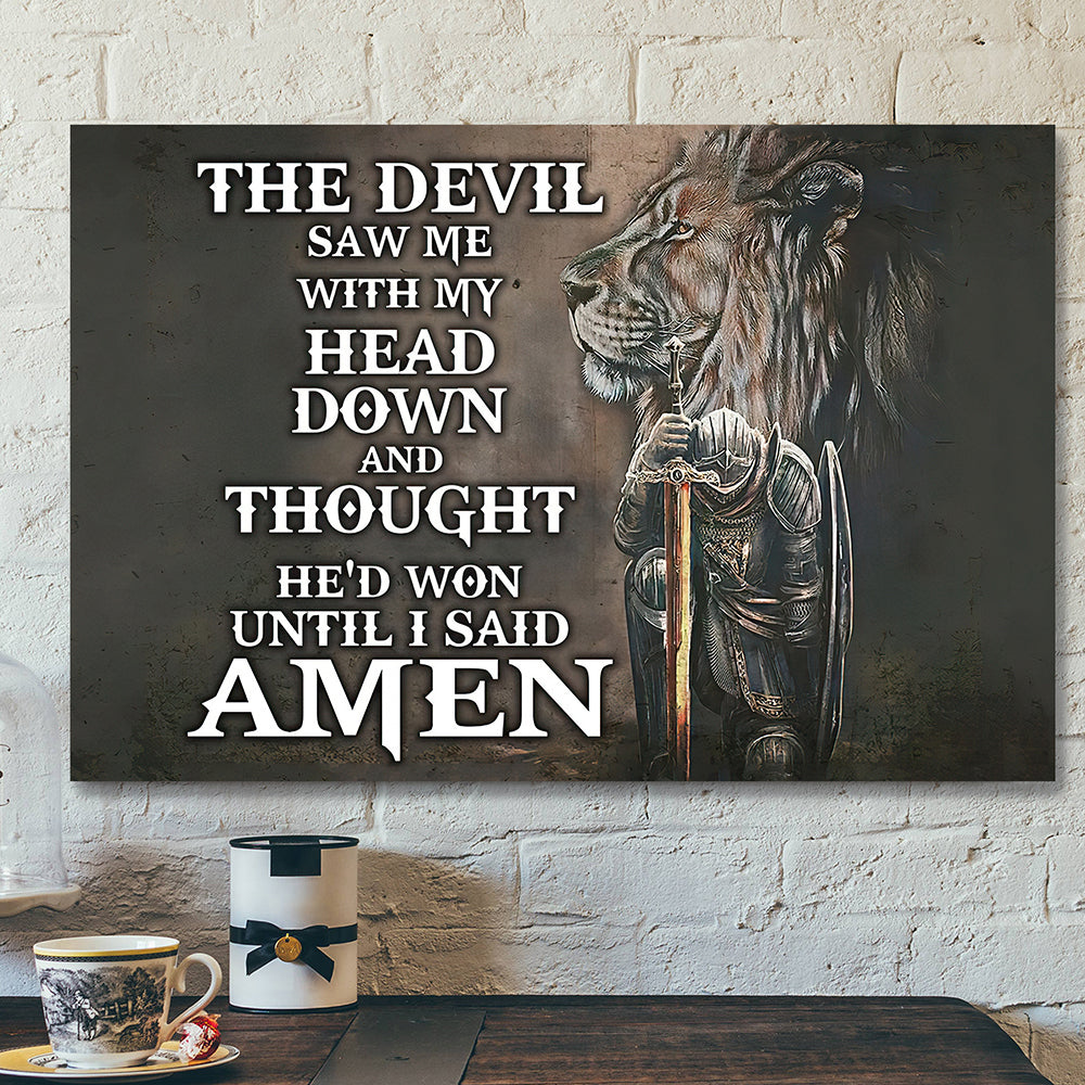 Prayer Warrior Lion Canvas Poster – Christian Wall Art – Christian Gift