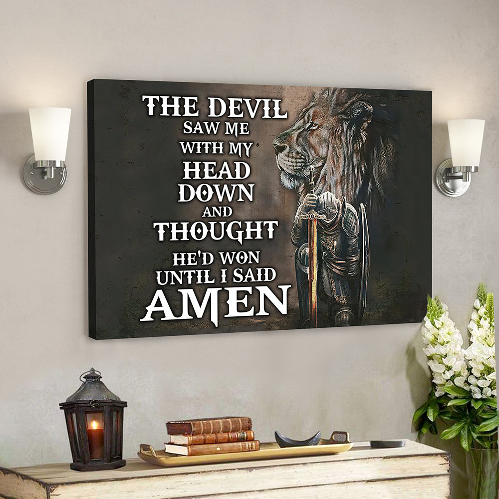 Prayer Warrior Lion Canvas Poster – Christian Wall Art – Christian Gift