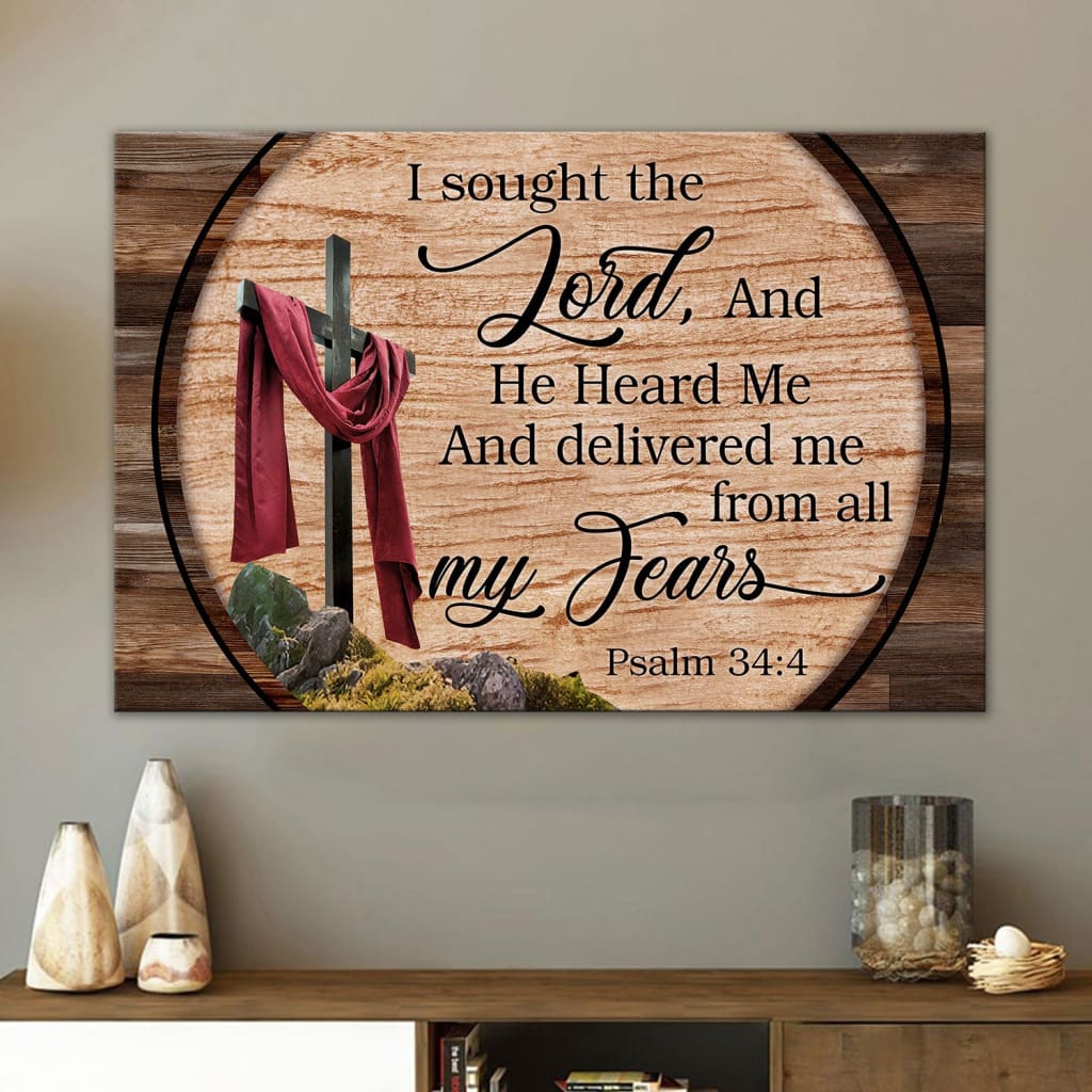 Psalm 344 I Sought The Lord And He Heard Me Canvas Wall Art – Christian Canvas – Faith Canvas