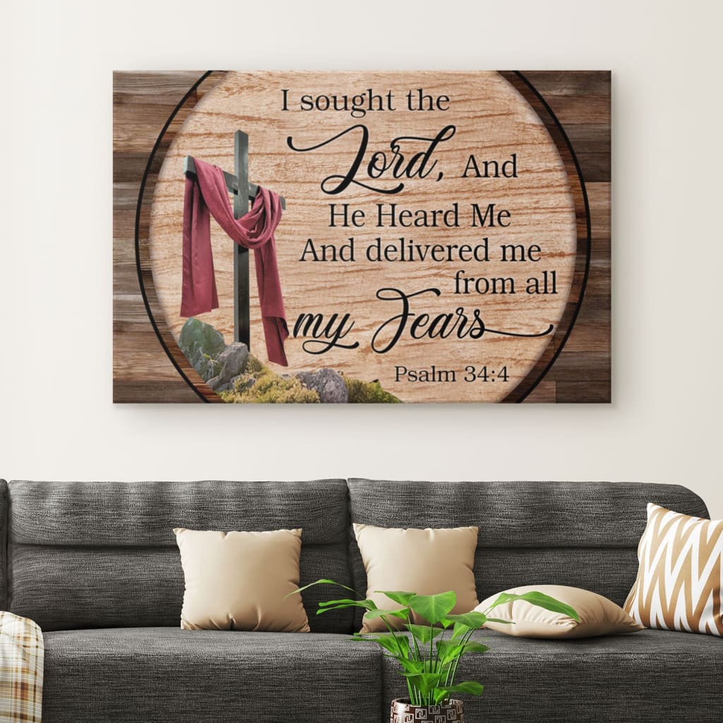 Psalm 344 I Sought The Lord And He Heard Me Canvas Wall Art – Christian Canvas – Faith Canvas