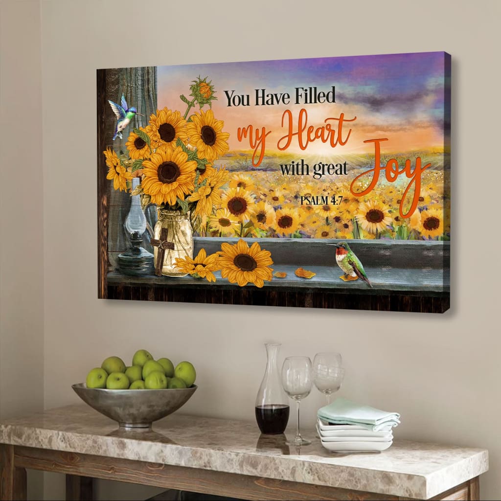 Psalm 47 You Have Filled My Heart With Great Joy Wall Art Canvas – Religious Wall Decor