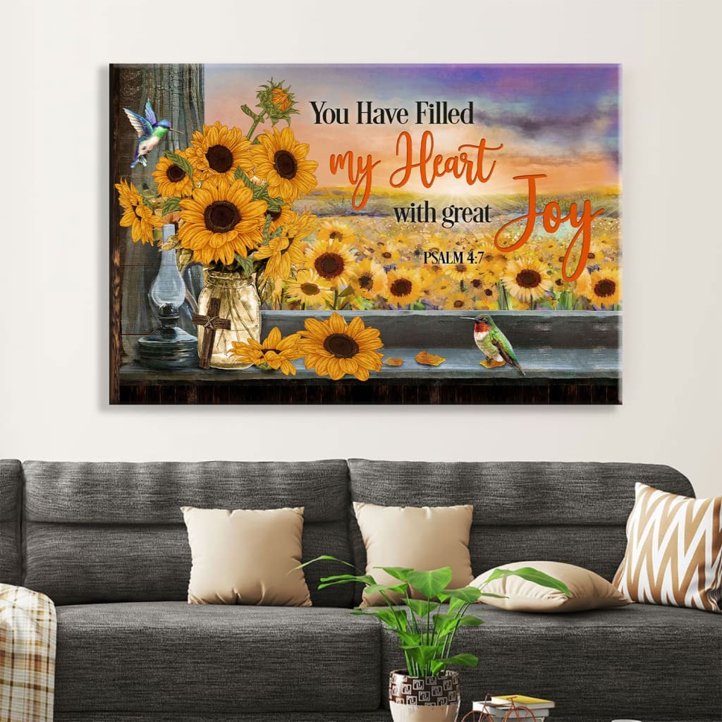 Psalm 47 You Have Filled My Heart With Great Joy Wall Art Canvas – Religious Wall Decor