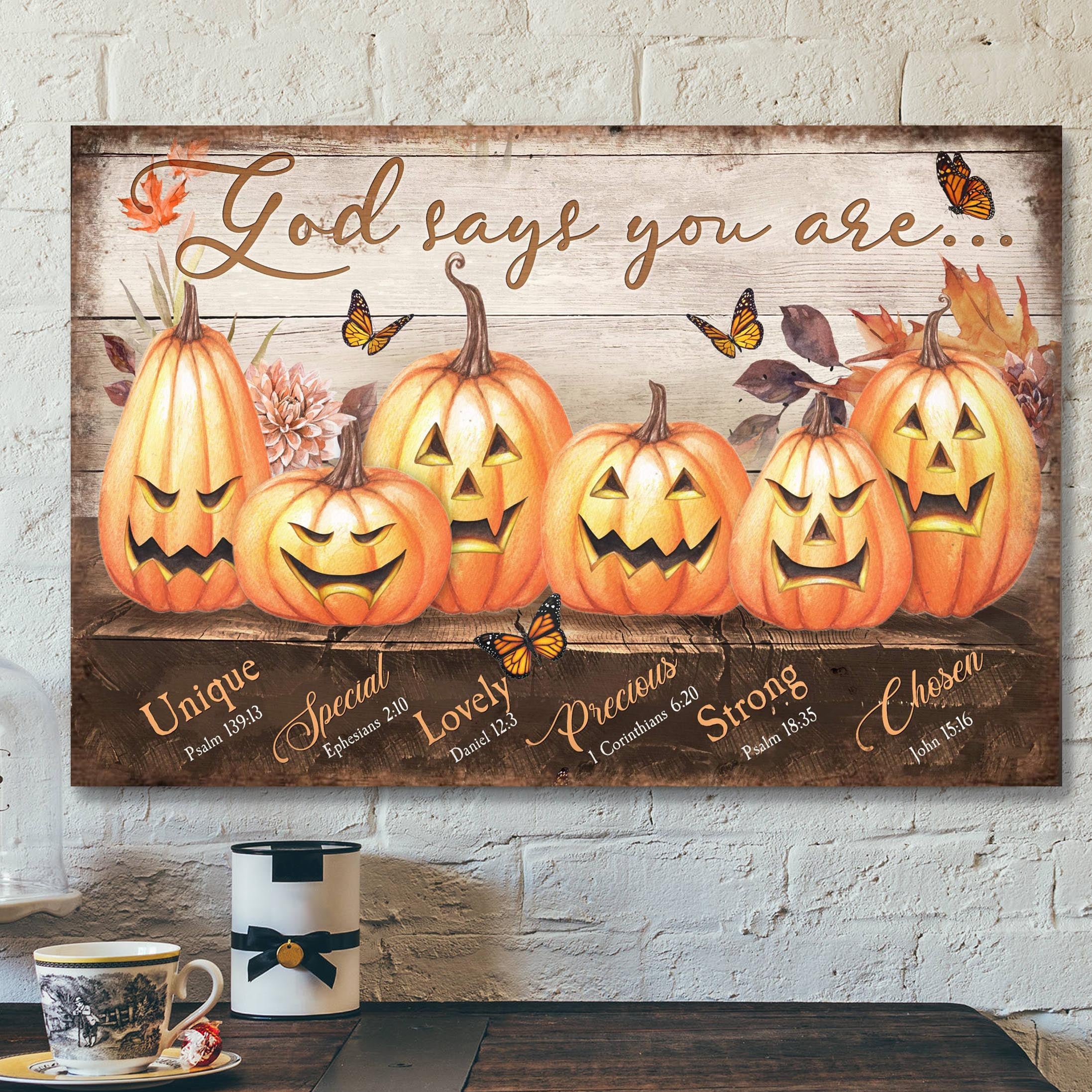 Pumpkin – God Says You Are Canvas Wall Art – Bible Verse Canvas – Scripture Canvas Wall Art