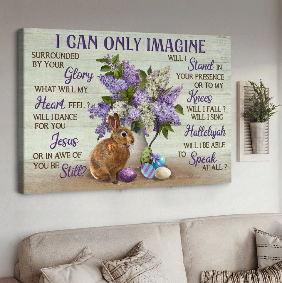 Purple Flower Rabbit I Can Only Imagine Canvas Wall Art – Christian Poster – Religious Wall Decor