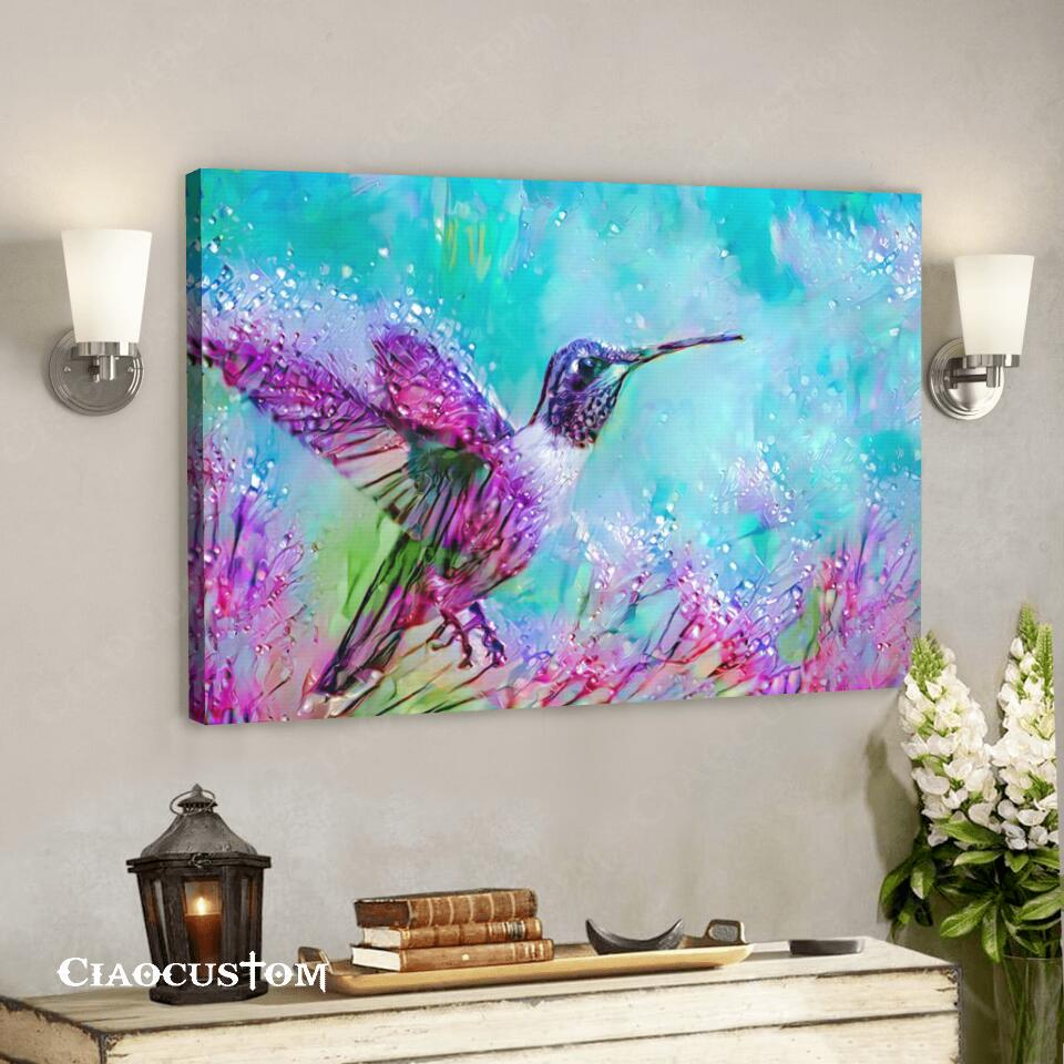 Purple Hummingbird – Christian Canvas Wall Art – Christian Wall Decor – Religious Wall Decor – Faith Canvas Wall Art – Scripture Wall Art