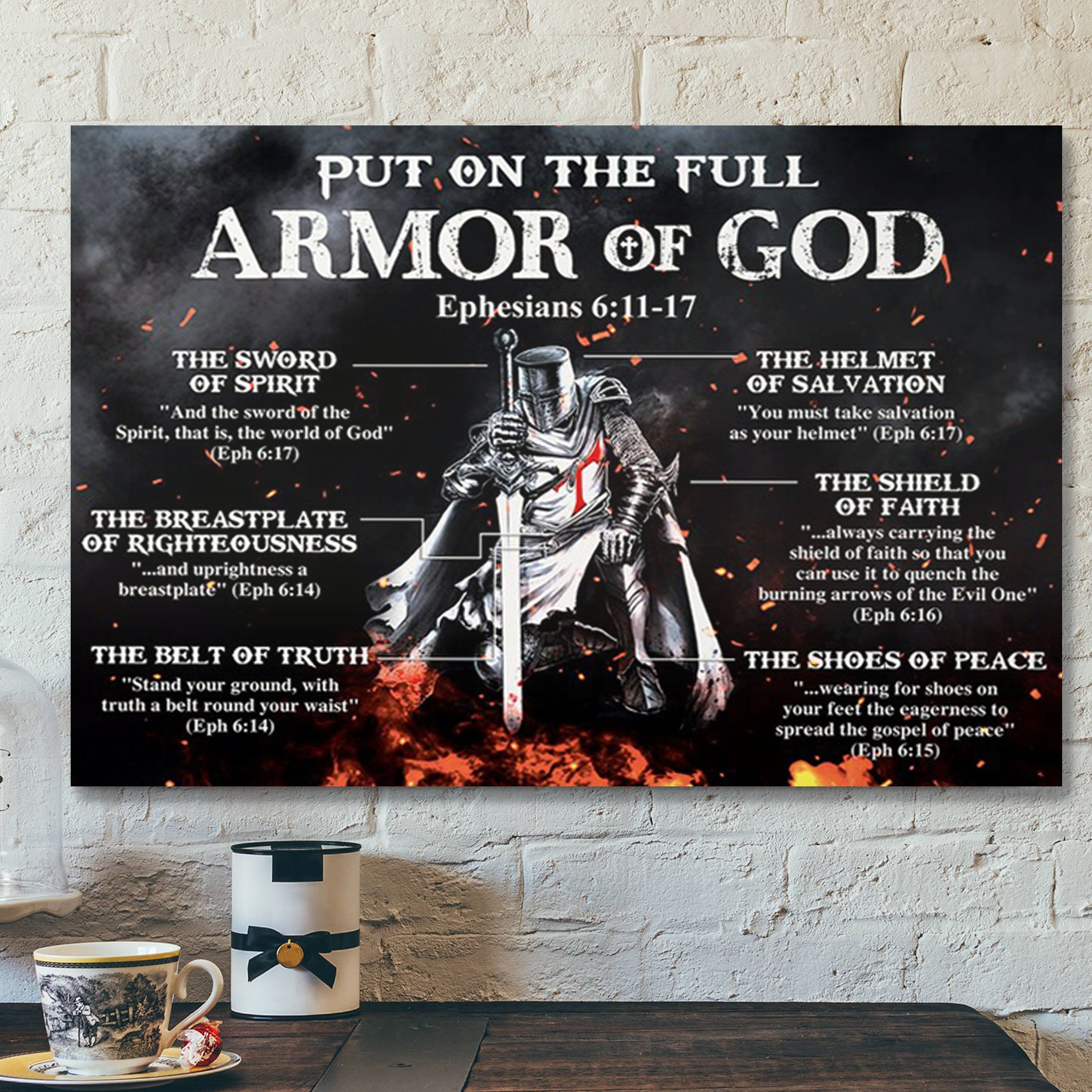 Put On The Full Armor Of God (Ephesians) Canvas Wall Art – Christian Canvas Prints – Faith Canvas – Bible Verse Canvas