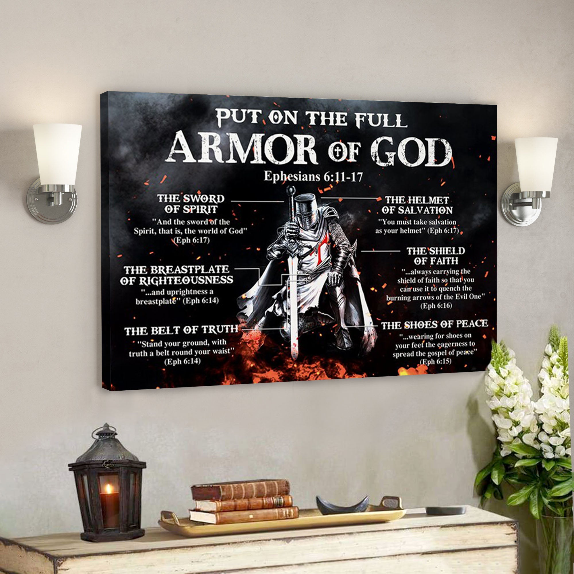 Put On The Full Armor Of God (Ephesians) Canvas Wall Art – Christian Canvas Prints – Faith Canvas – Bible Verse Canvas