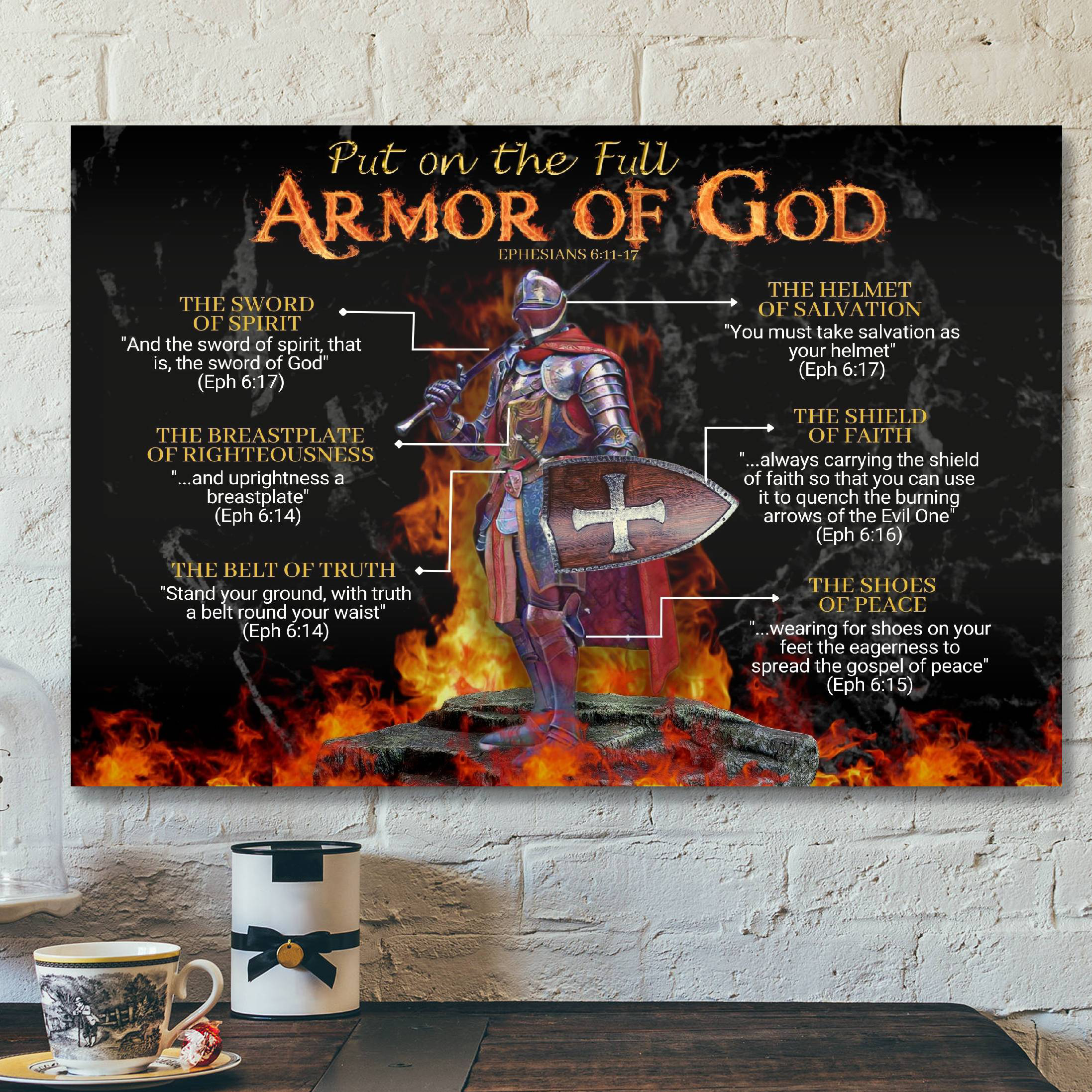 Put On The Full Armor Of God Canvas- Jesus Poster – Jesus Canvas Wall Art – Bible Verse Canvas Wall Art – Scripture Canvas