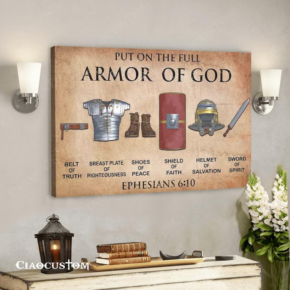 Put On The Full Armor Of God Canvas Wall Art – Christian Canvas Prints – Faith Canvas – Bible Verse Canvas