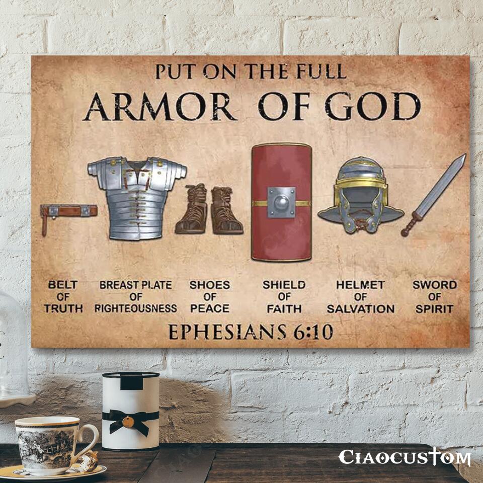 Put On The Full Armor Of God Canvas Wall Art – Christian Canvas Prints – Faith Canvas – Bible Verse Canvas