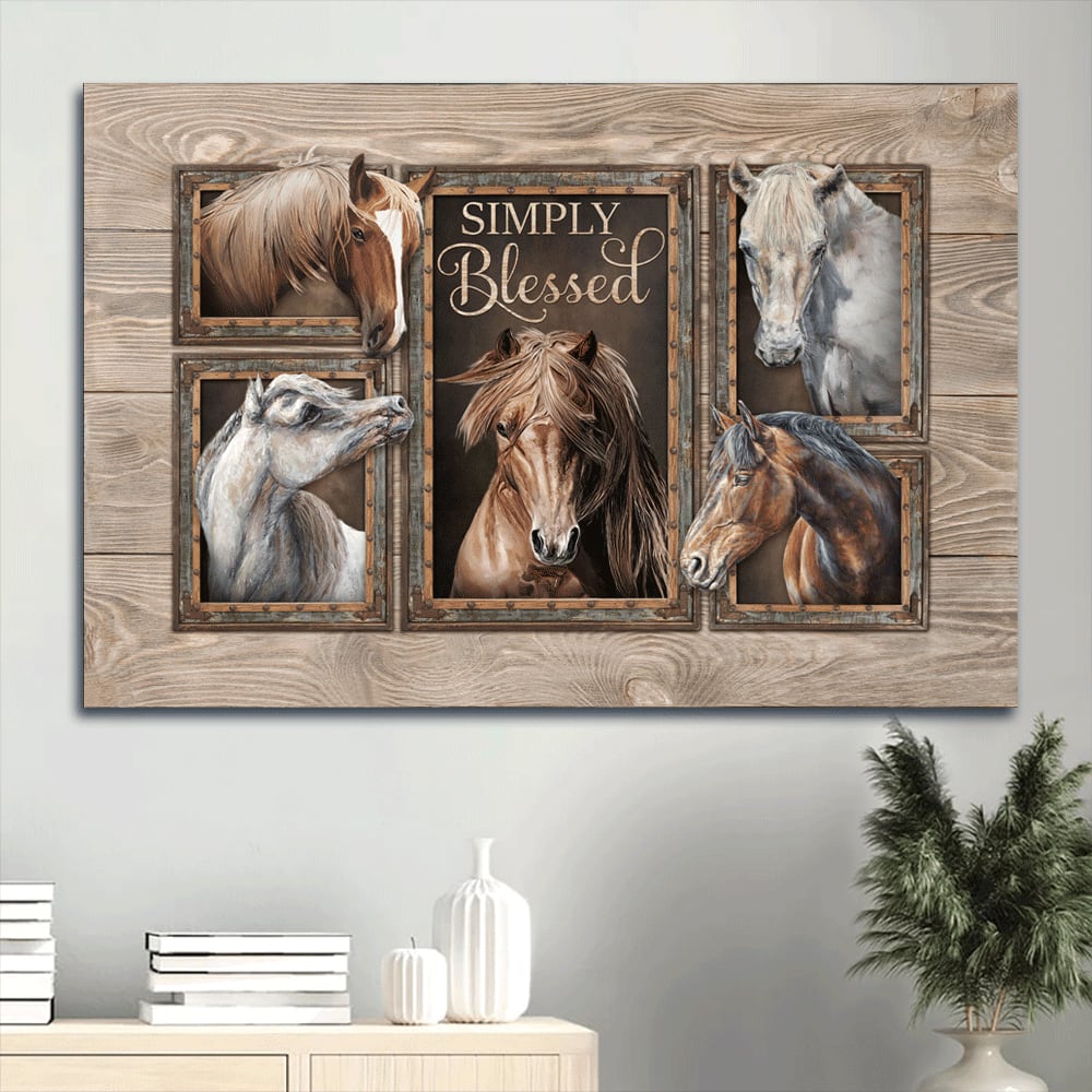 Quarter Horse Watercolor Horse Simply Blessed Canvas Wall Art – Christian Wall Decor