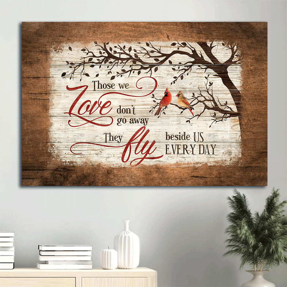 Red Cardinal God Faith Jesus Heaven Framed Canvas Wall Art – Christian Wall Decor