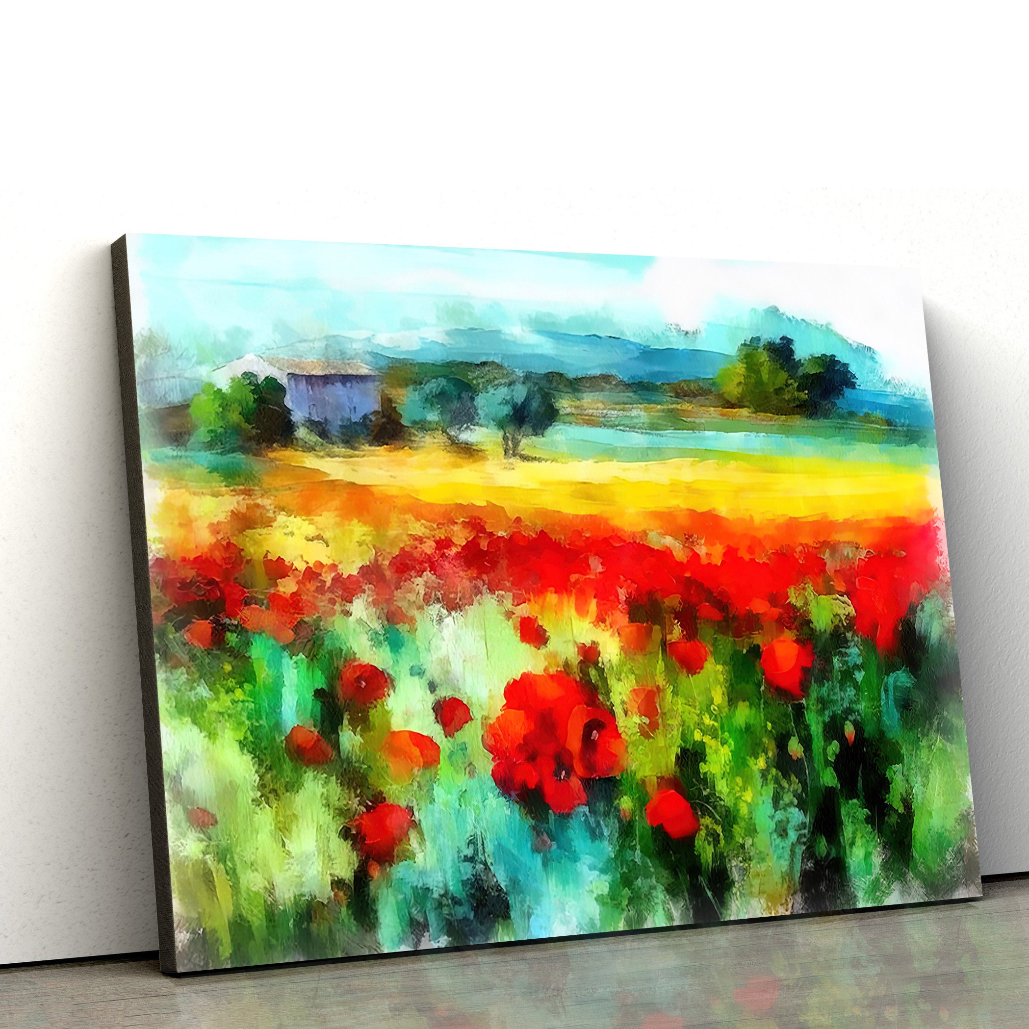 Red Poppies Field Painting Canvas Wall Art – Canvas Wall Decor – Home Decor Living Room