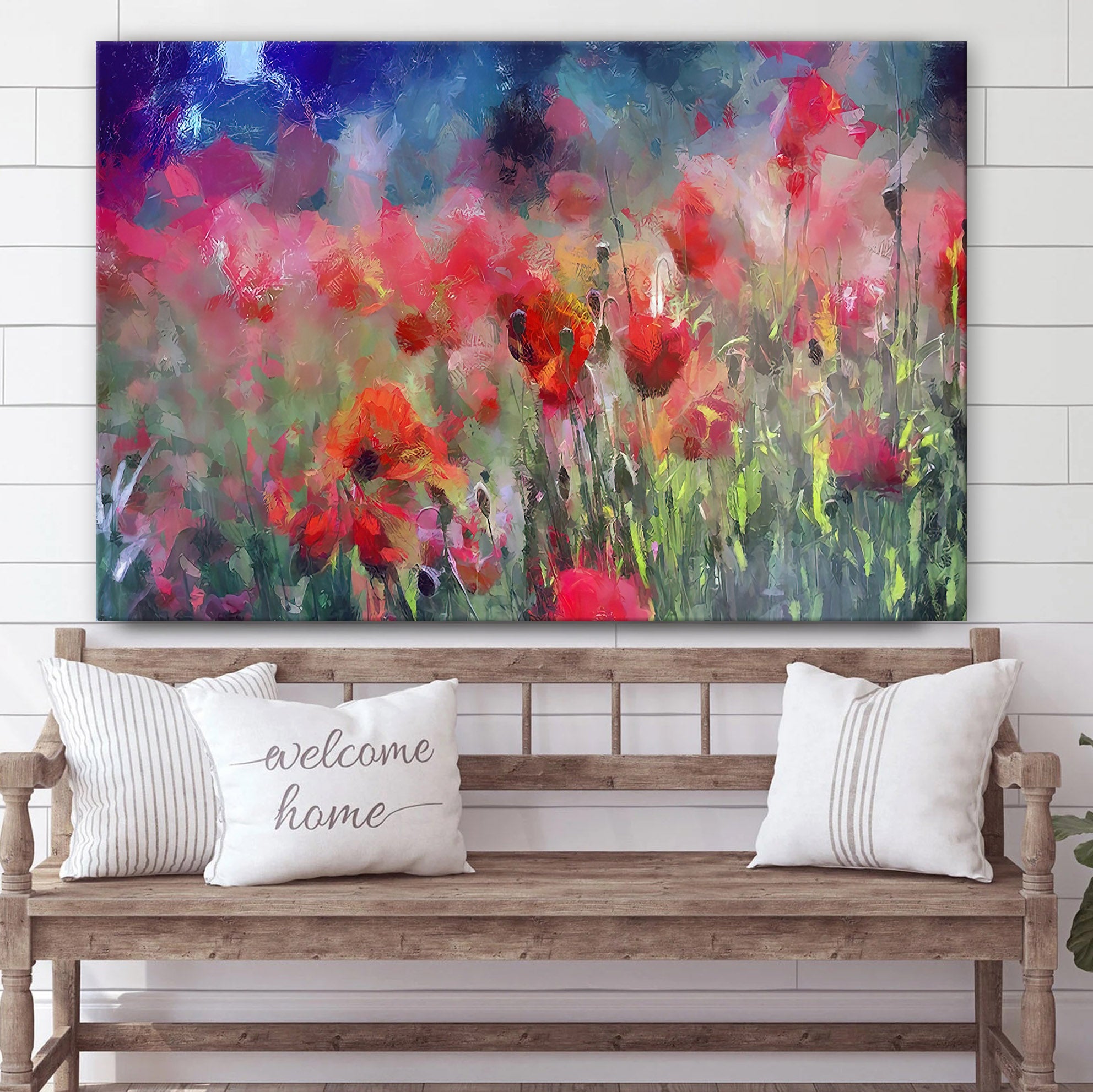 Red Poppies Field Painting Wall Art Canvas – Canvas Wall Decor – Home Decor Living Room