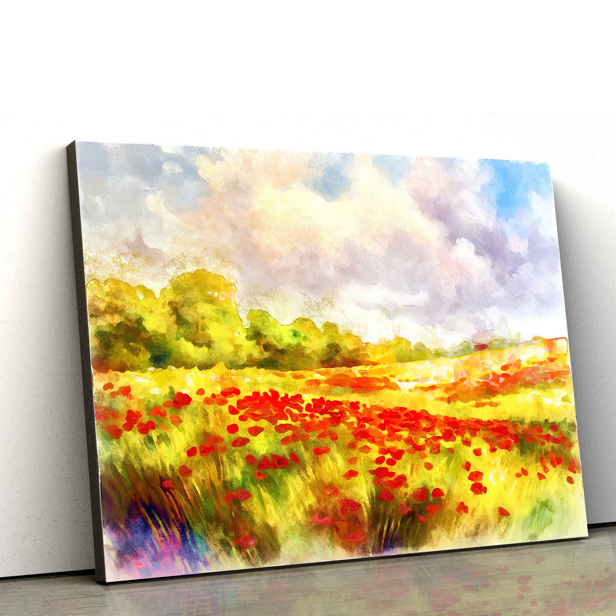 Red Poppies Field Painting Wall Art Decor – Canvas Wall Decor – Home Decor Living Room