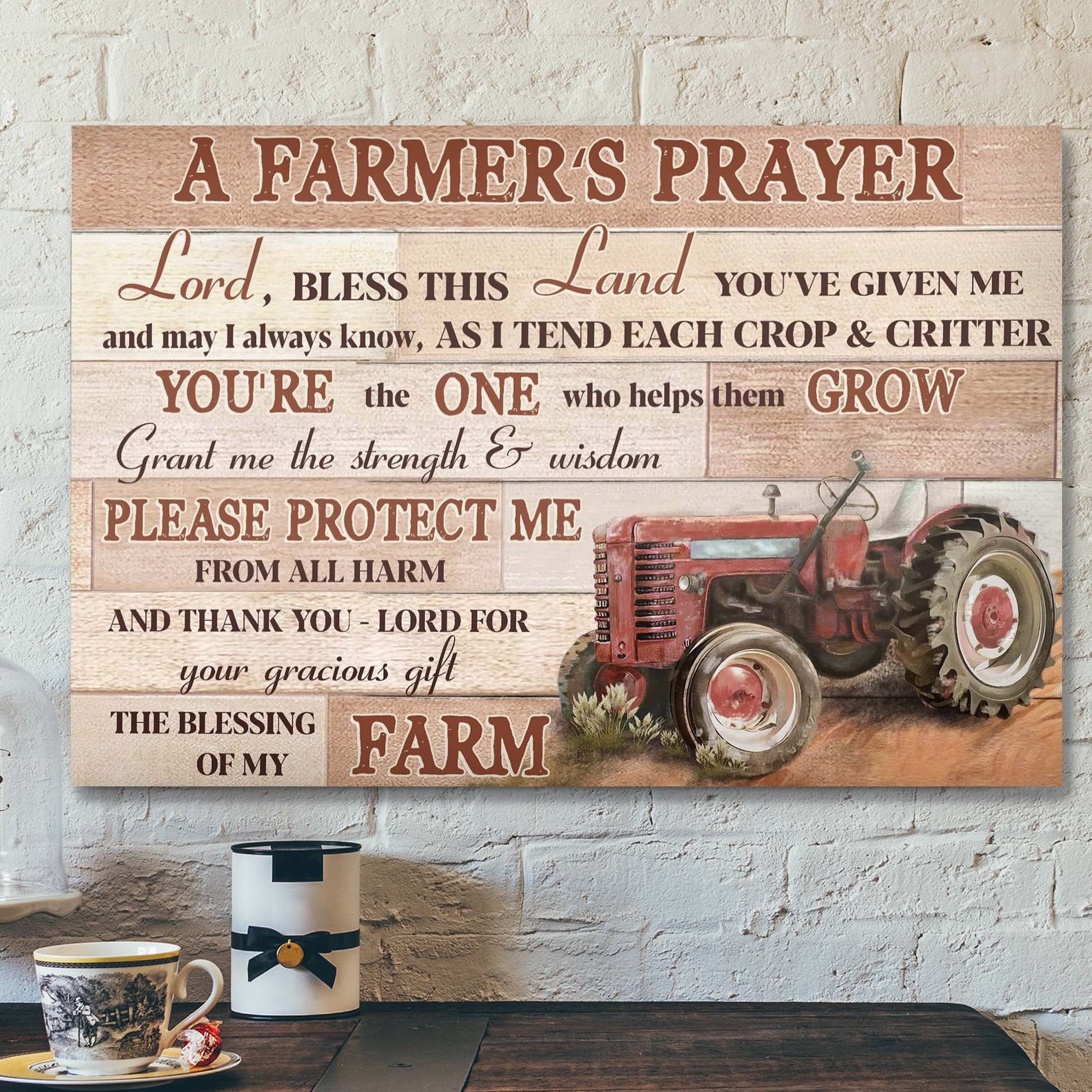 Red Truck – A Farmer’s Prayer Canvas Wall Art – Bible Verse Canvas – Scripture Canvas Wall Art