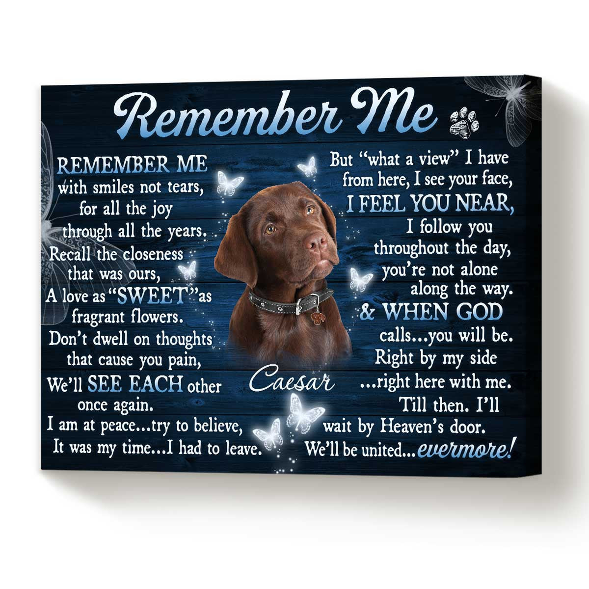 Remember Me Personalized Pet Memorial Canvas Wall Art – Pet Memorial Gifts