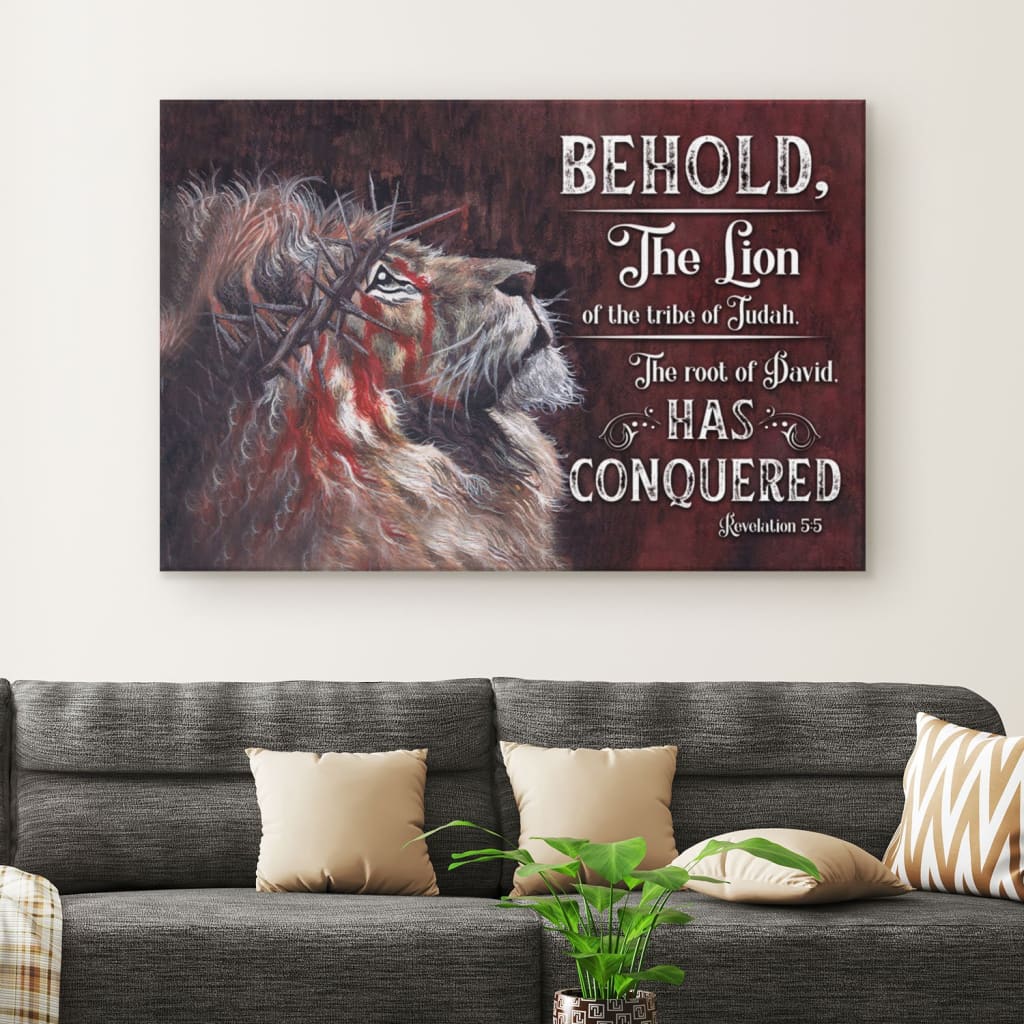 Revelation 55 Behold, The Lion Of The Tribe Of Judah Canvas Wall Art – Religious Wall Decor