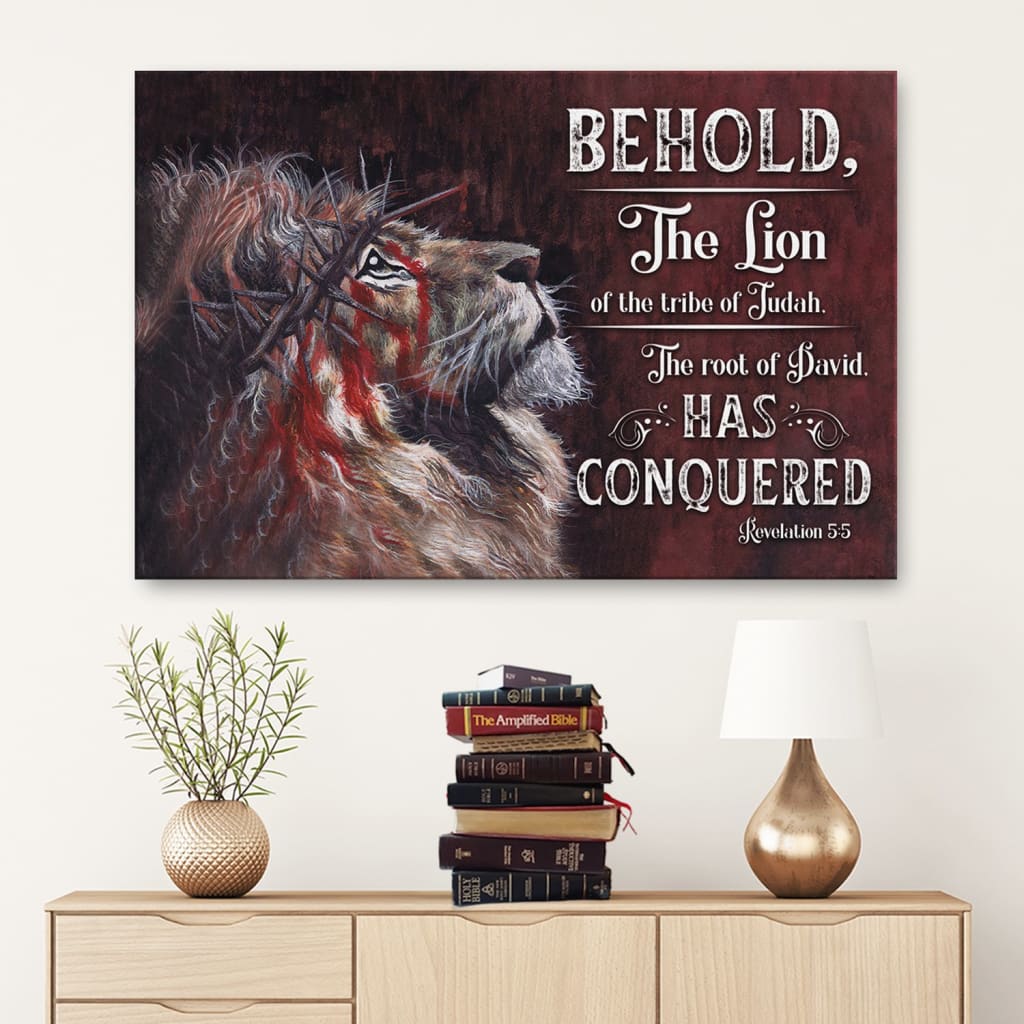 Revelation 55 Behold, The Lion Of The Tribe Of Judah Canvas Wall Art – Religious Wall Decor